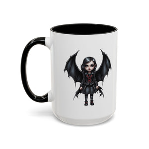 Gothic vampire girl with bat wings horror art Accent Coffee Mug (11, 15oz) vamp18