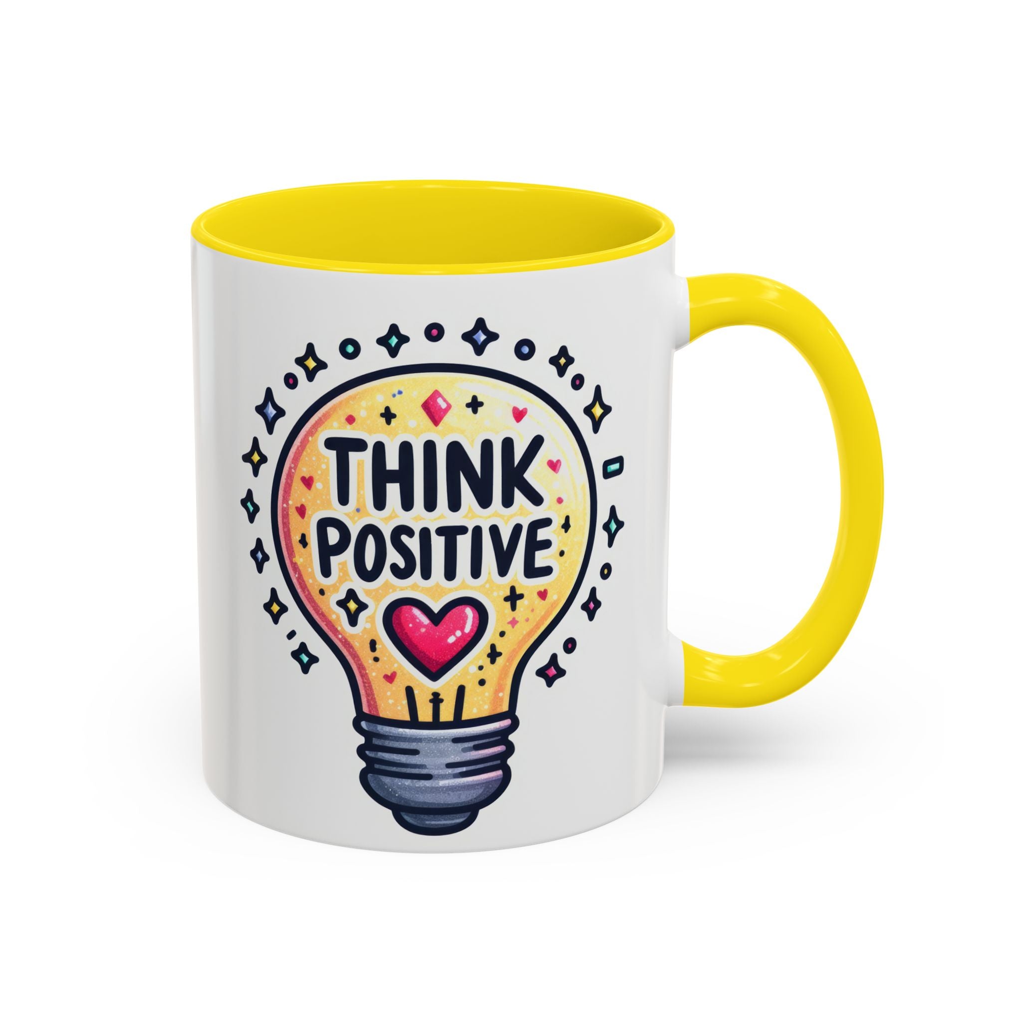 Think Positive Lightbulb Coffee Mug — Motivational Accent Mug (11/15 oz)