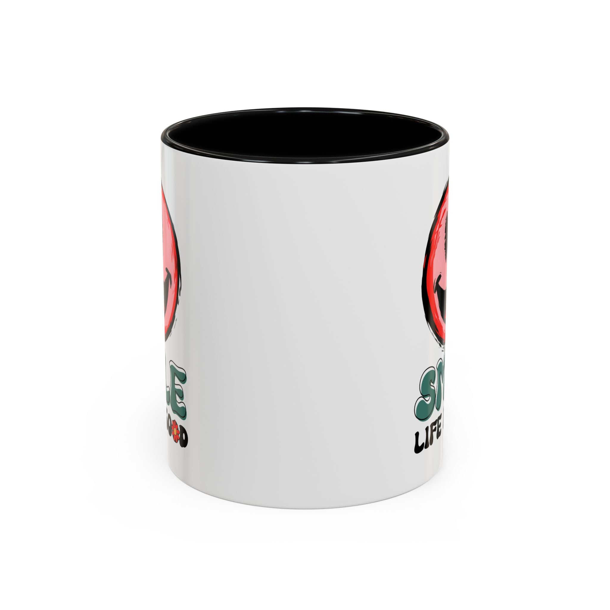 Smiley Face Accent Coffee Mug - "Smile, Life is Good" - 11oz & 15oz
