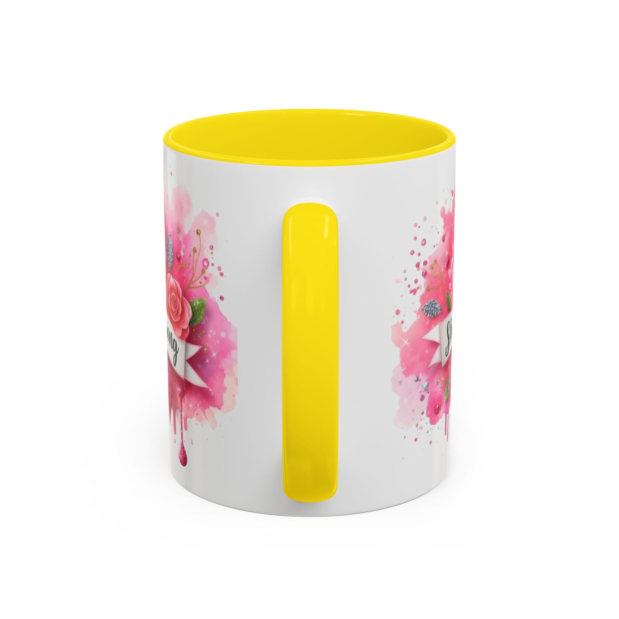 Empowering Pink Ribbon Coffee Mug - She Is Strong, Inspirational Gift for Breast Cancer Awareness, Motivational Drinkware, Supportive [...]