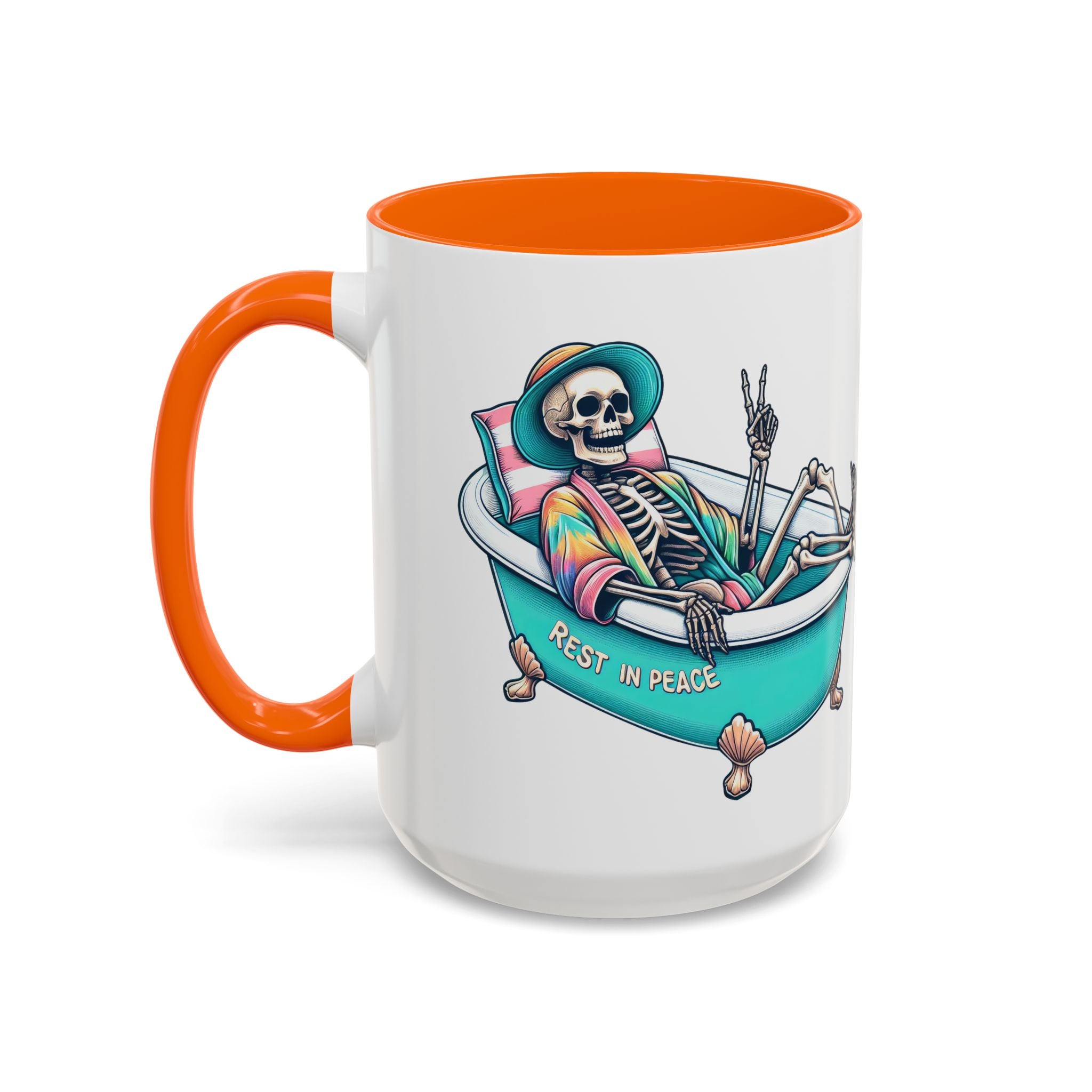 Rest in Peace Skeleton Coffee Mug - Fun Halloween Gift, Unique Home Decor, Hilarious Office Cup, Quirky Birthday Present, Spooky