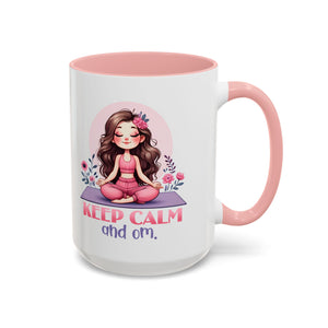 Relaxing Yoga Coffee Mug, Keep Calm and Om Mug, Inspirational Gift, Meditation Mug, Self-Care Coffee Cup, Yoga Lover's Gift