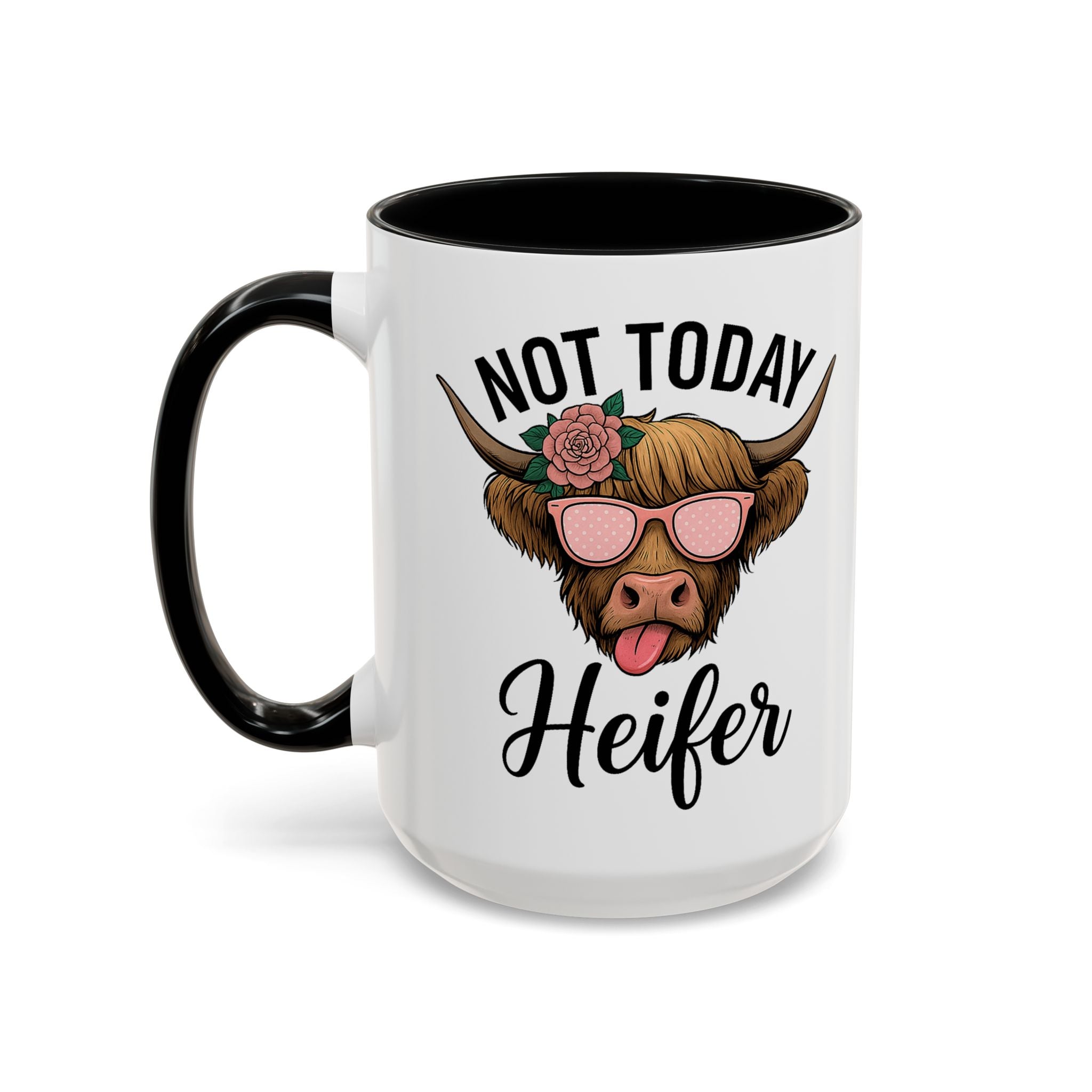 Not Today Heifer Coffee Mug — Funny Cow Mug with Sunglasses (11/15oz)