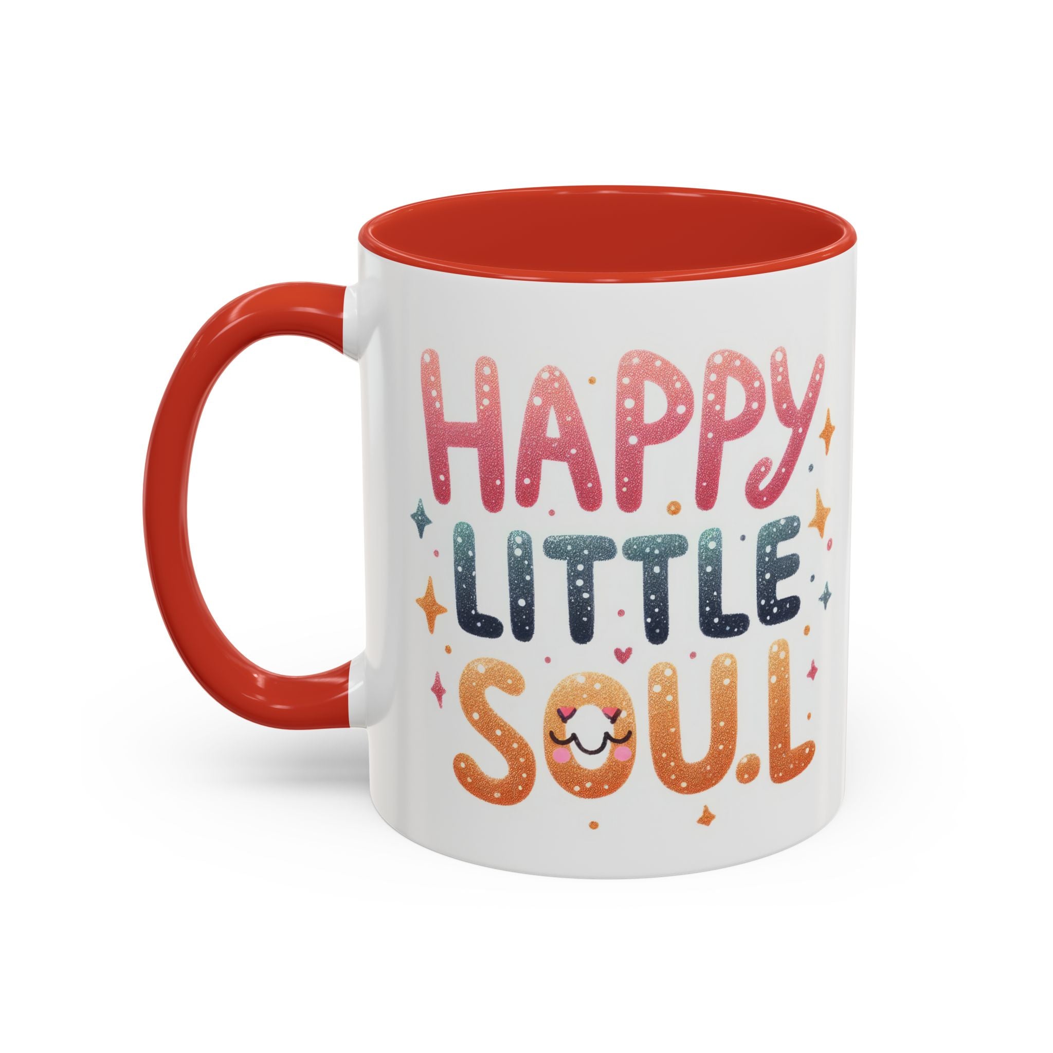Happy Little Soul Accent Coffee Mug – Cute Positive Morning Quote (11/15 oz)