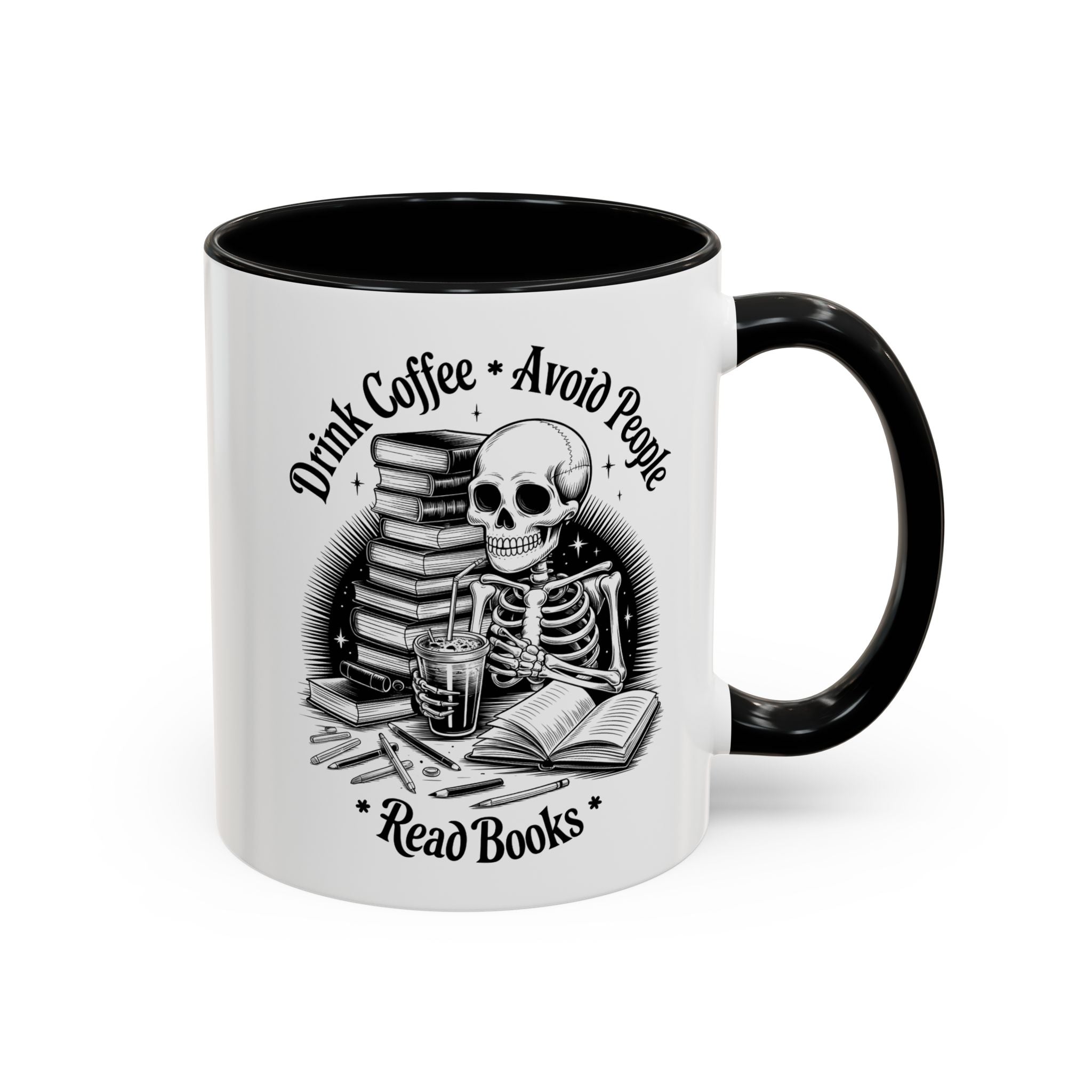 Skeleton Coffee Mug - Drink Coffee, Avoid People funny adult humor