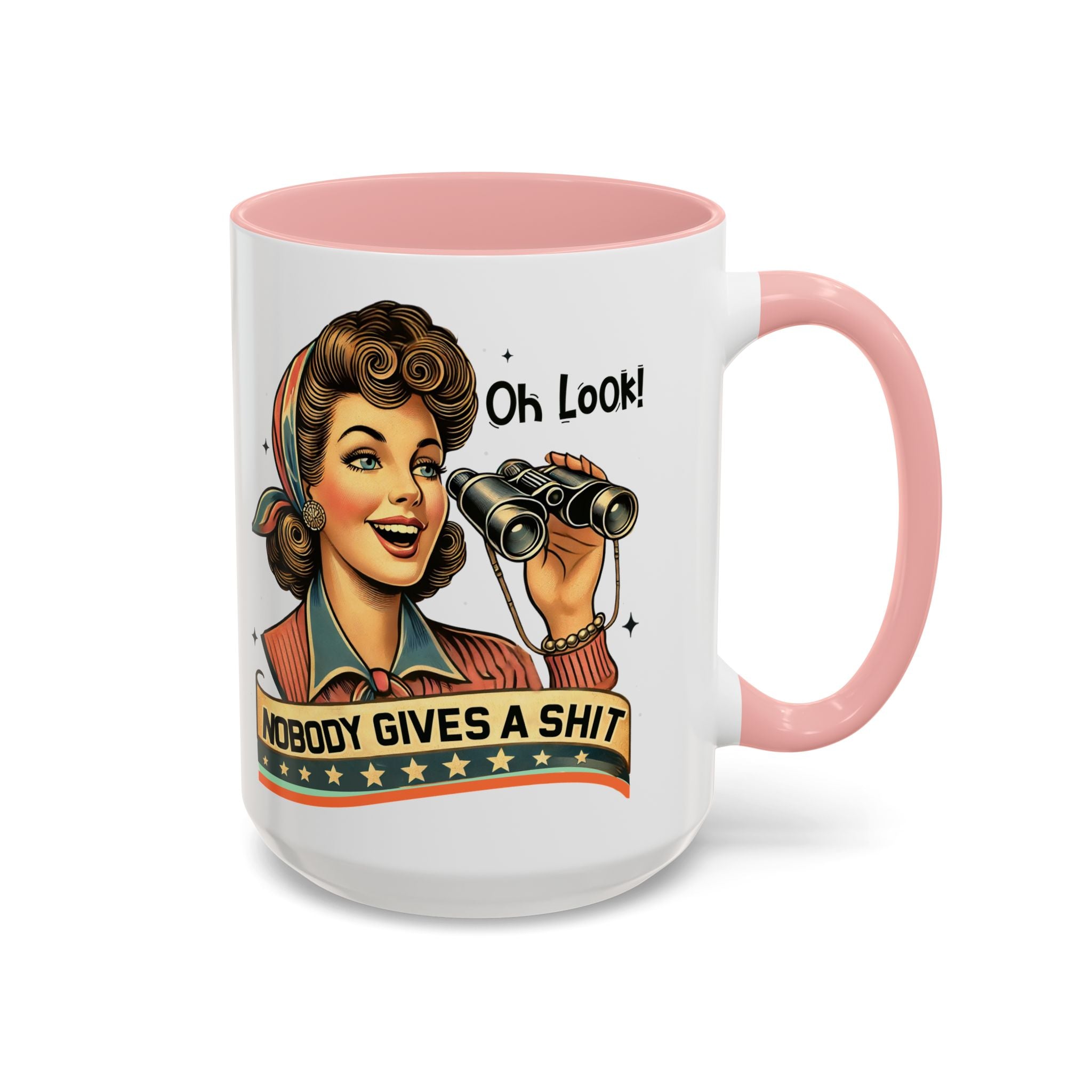 Nobody Gives a Shit Retro Coffee Mug — Funny Vintage Pin-Up Accent Mug (11/15oz)