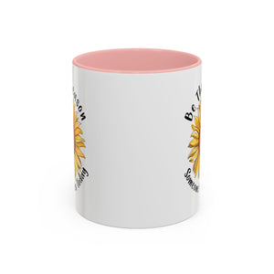 Sunflower Smile Accent Coffee Mug - Cheerful Gift for Friends, Inspirational Mug, 11oz/15oz, Daily Motivation, Brighten Someone's Day