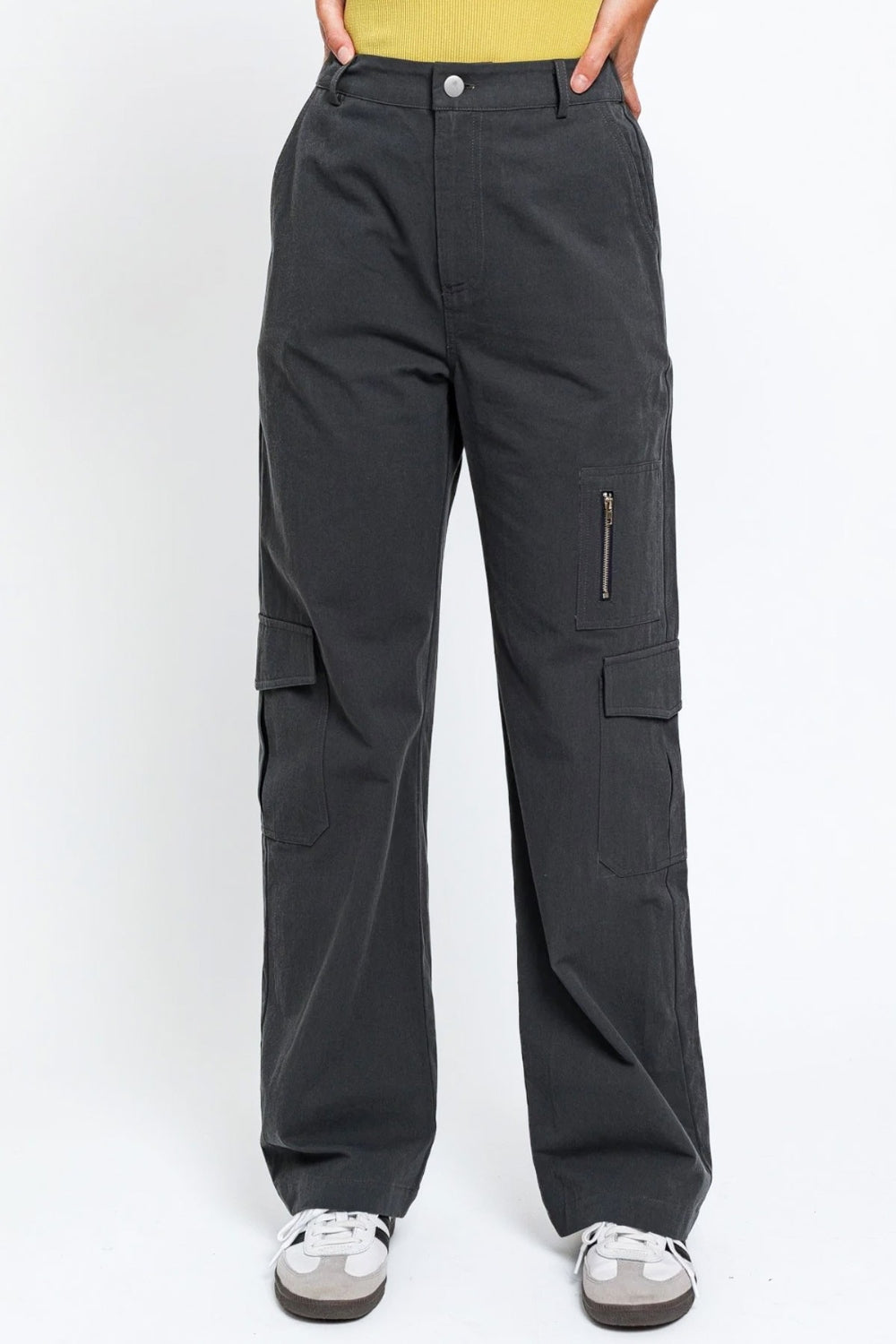 Tasha Apparel High Waisted Wide Leg Cargo Pants with Pockets