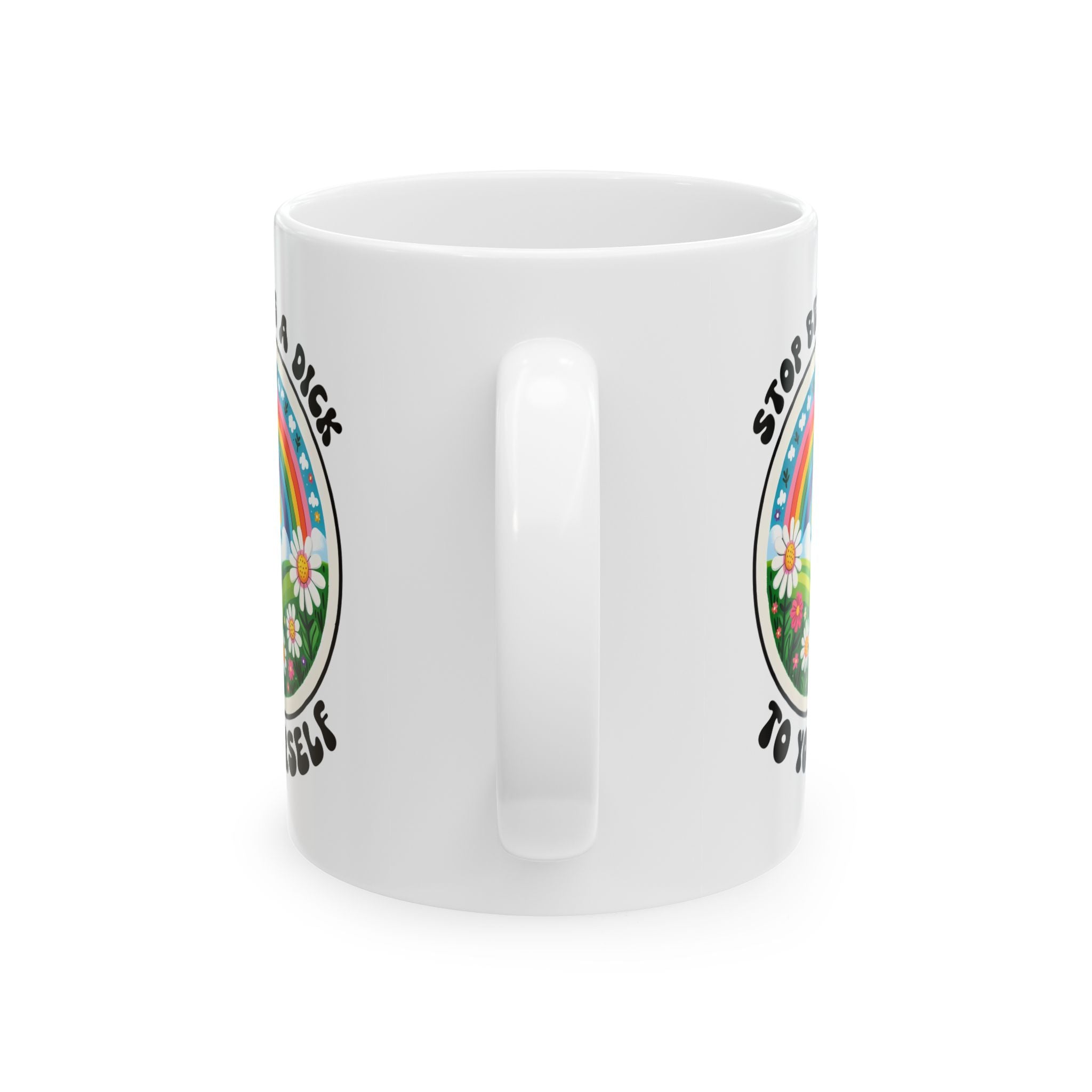 Rainbow Floral Ceramic Mug - Cute Gift for Tea Lovers, Inspirational Quote Mug, Motivational Coffee Cup, Perfect for Friends