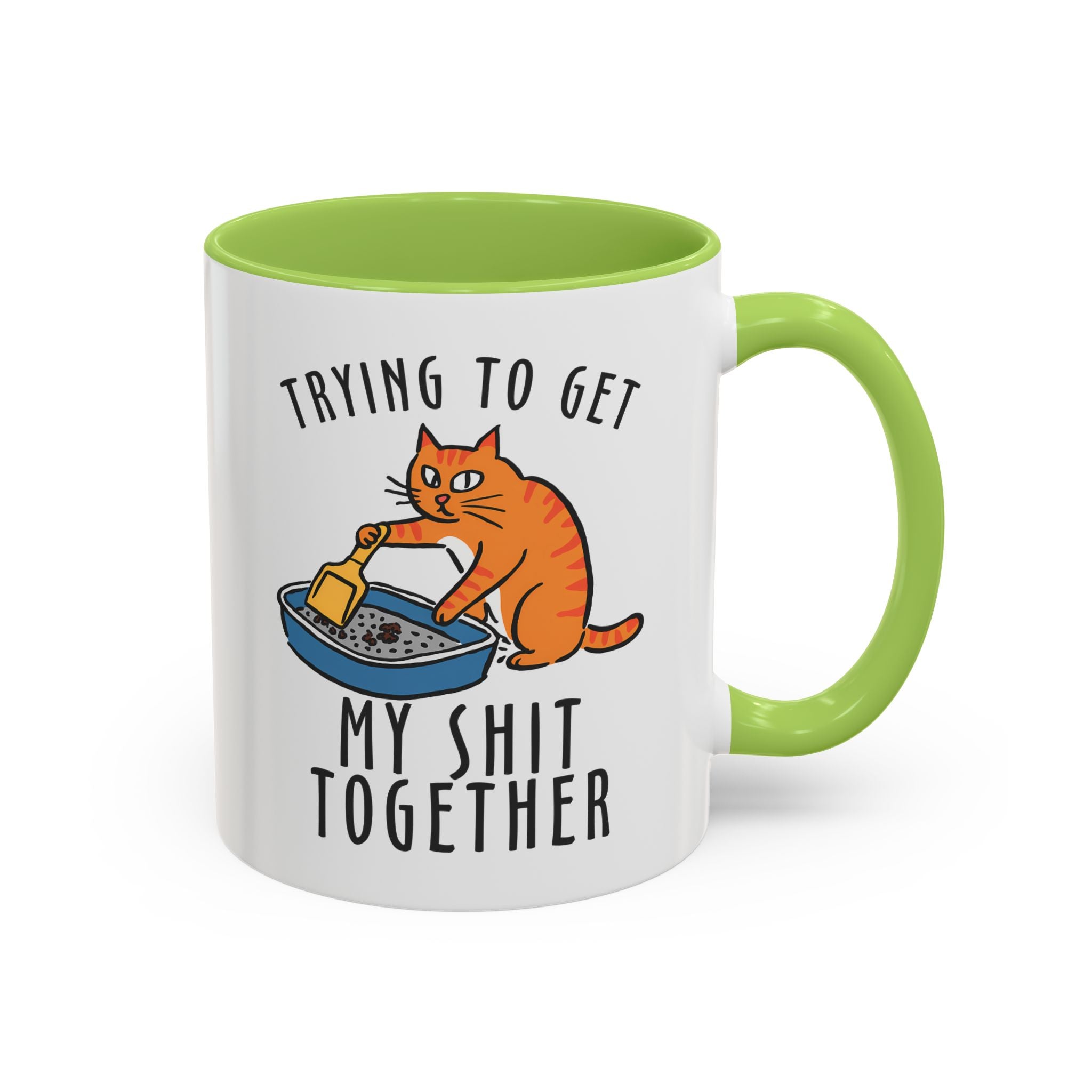 Funny Cat-Themed Coffee Mug - "Trying to Get My Shit Together" adult humor