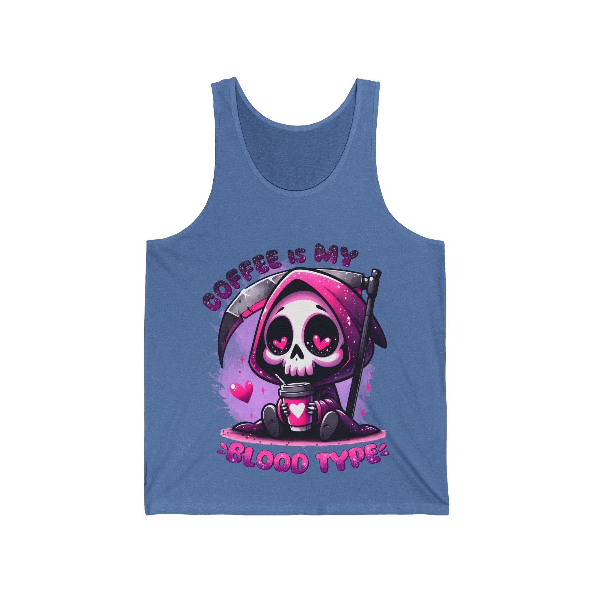grim reaper coffee is my blood type Unisex Jersey Tank by the x m world