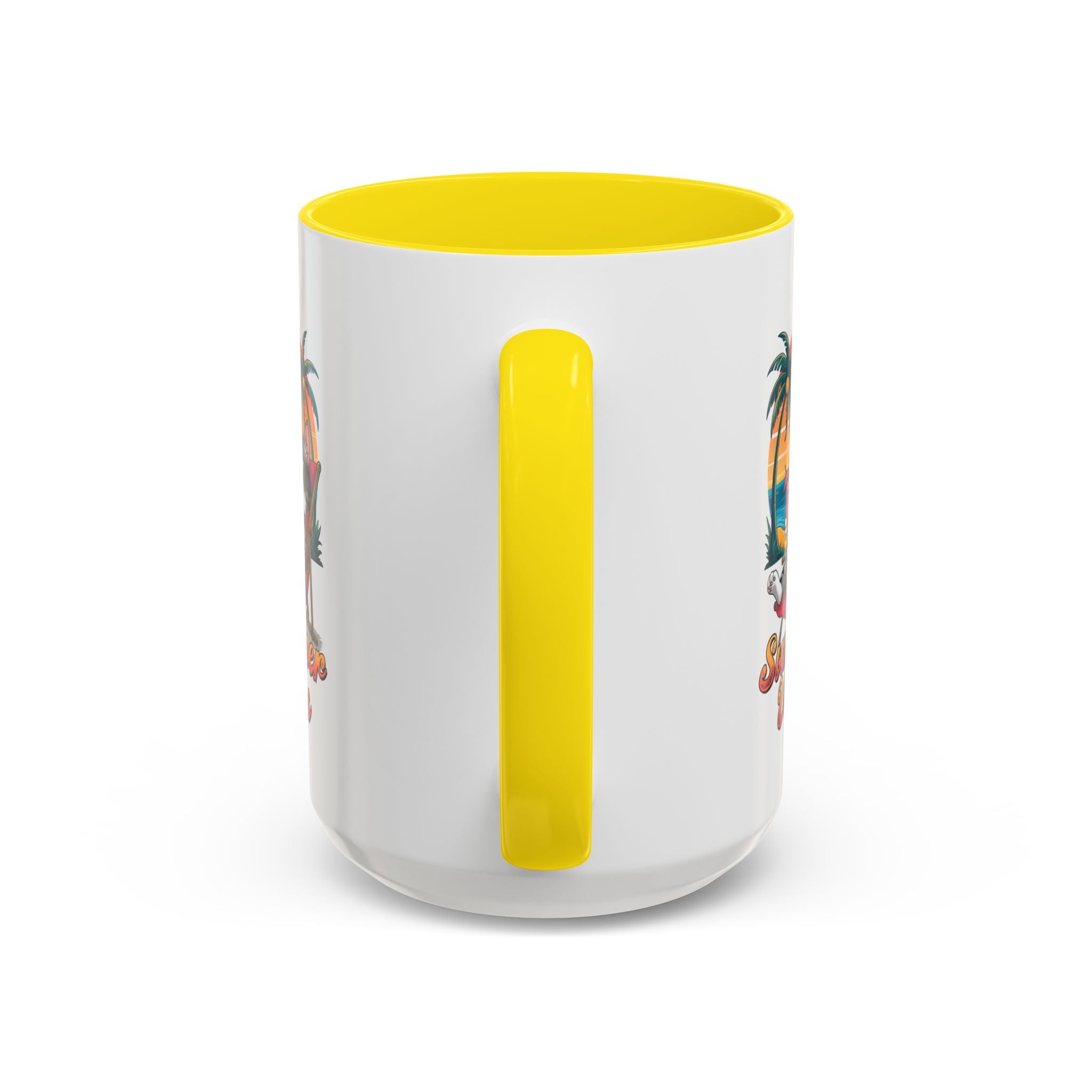 Summer Vibes Coffee Mug, Tropical Cat Mug, Beach Lover Gift, Fun Animal Sipware, Vacation-themed Drinkware, Pet Lover Cup