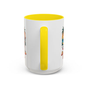 Summer Vibes Coffee Mug, Tropical Cat Mug, Beach Lover Gift, Fun Animal Sipware, Vacation-themed Drinkware, Pet Lover Cup
