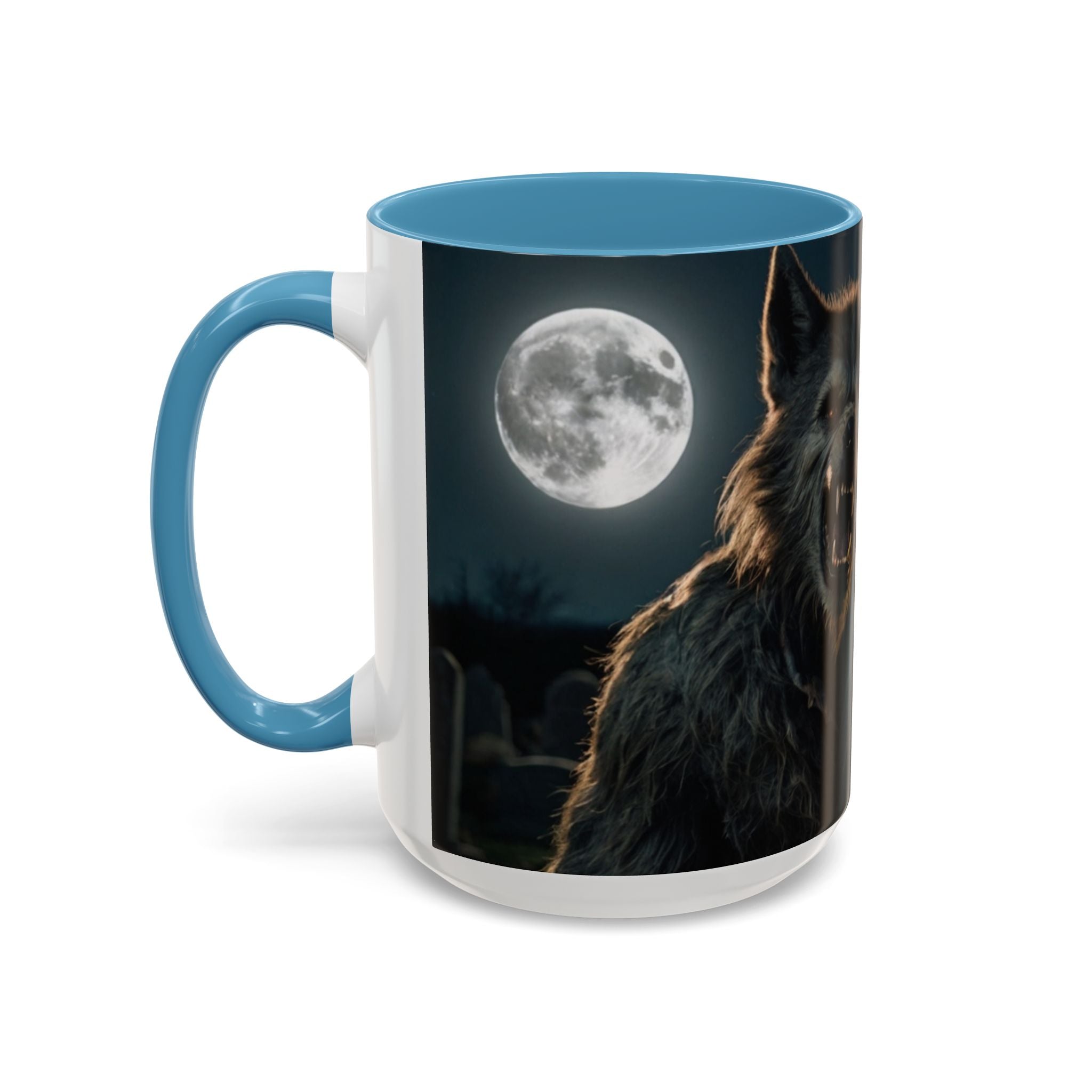 halloween werewolf full moon growl Howling Wolf Accent Coffee Mug - 11 & 15oz