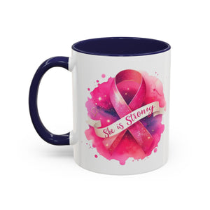 Empowering Pink Ribbon Coffee Mug | She is Strong | Gift for Cancer Awareness, Inspirational Drinkware, Office Mug, Motivational [...]