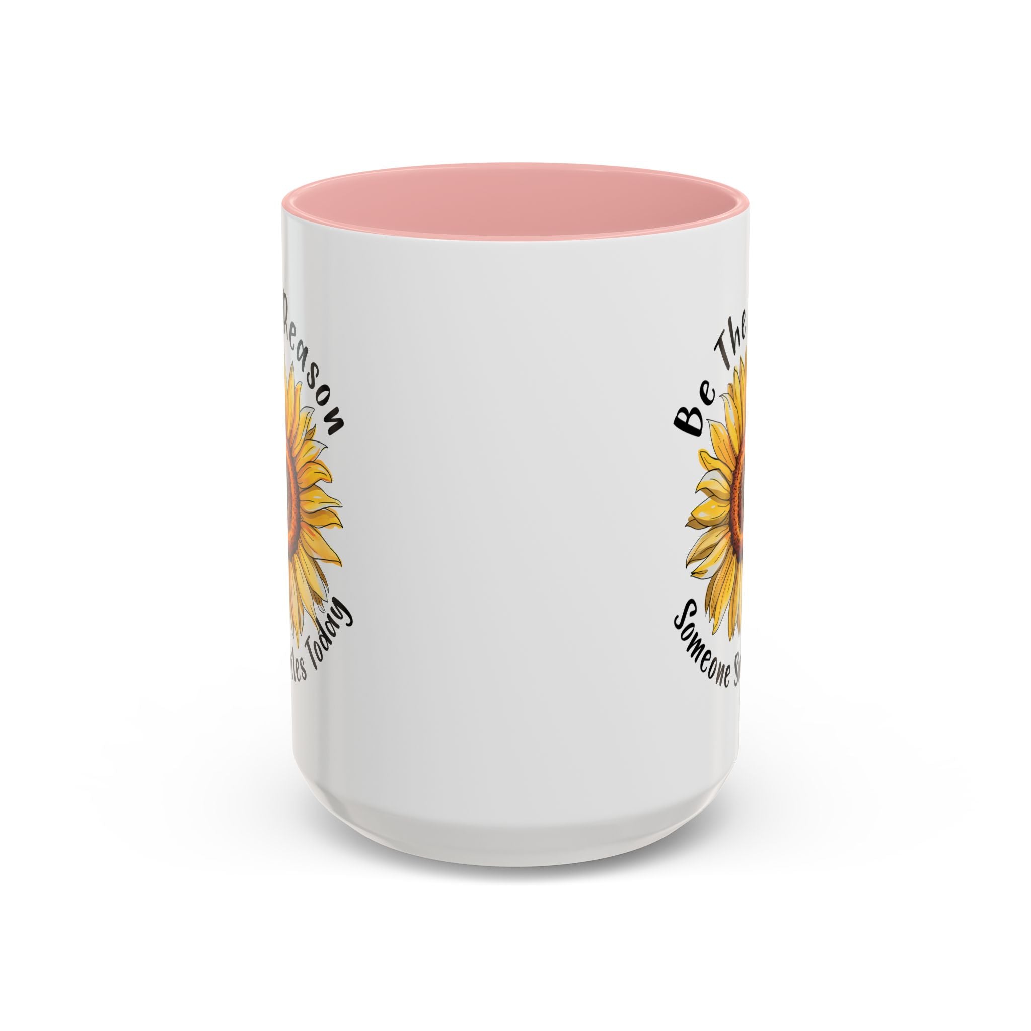 Sunflower Smile Accent Coffee Mug - Cheerful Gift for Friends, Inspirational Mug, 11oz/15oz, Daily Motivation, Brighten Someone's Day