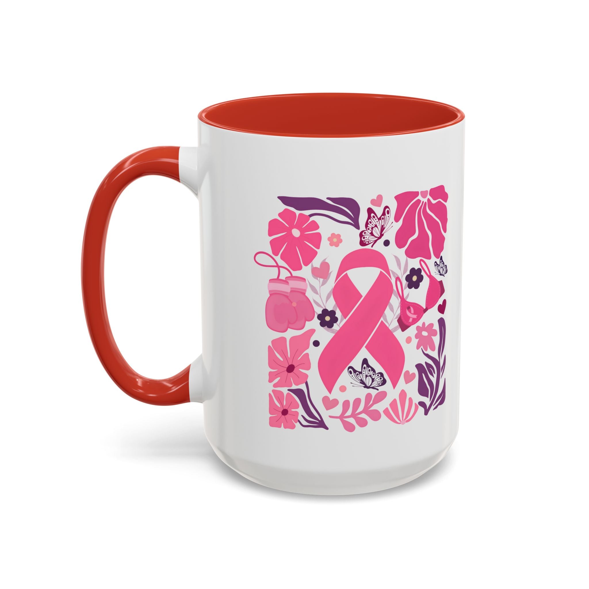 Pink Floral Awareness Coffee Mug, Breast Cancer Awareness Mug, Gift for Her, Supportive Drinkware, Motivational Mug