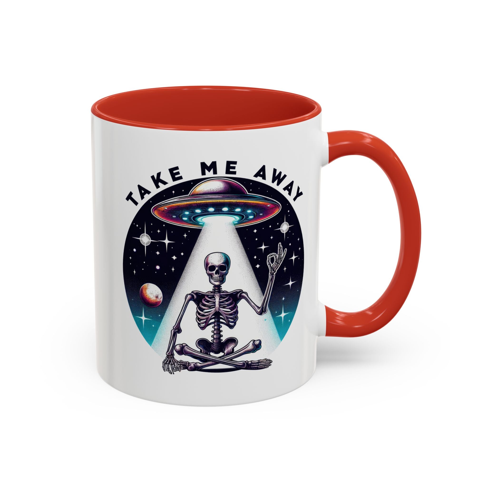 Galactic Skeleton Coffee Mug, Take Me Away Mug, Space-Themed Mug, Unique Gift for alien Lovers, Sci-Fi Cafe Mug