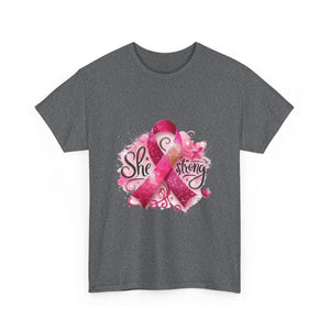 Breast Cancer Awareness Tee - She's Strong, Gift for Survivors, Supportive T-Shirt, Awareness Month, Inspirational Apparel