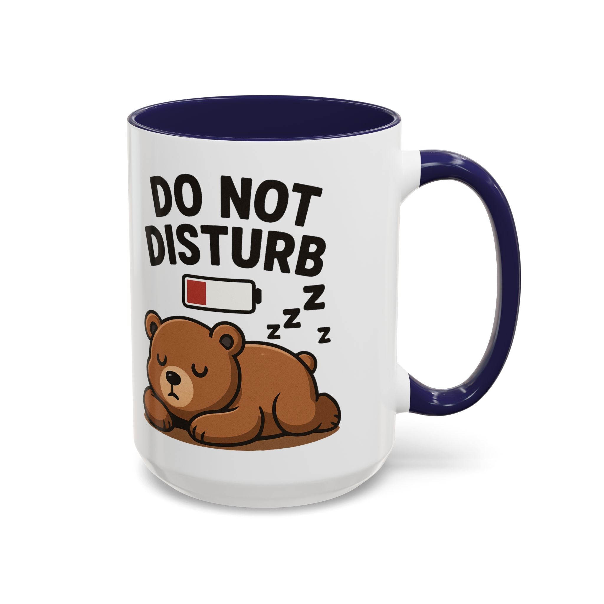 Do Not Disturb Bear Coffee Mug – Low Battery Cute Sleeping Bear Accent Mug (11/15oz)