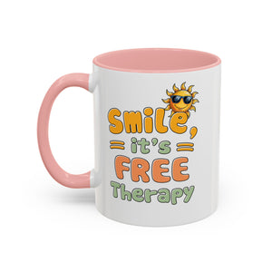 Smile It's Free Therapy Coffee Mug - Fun & Cheerful Accent Mugs for Brightening Your Day
