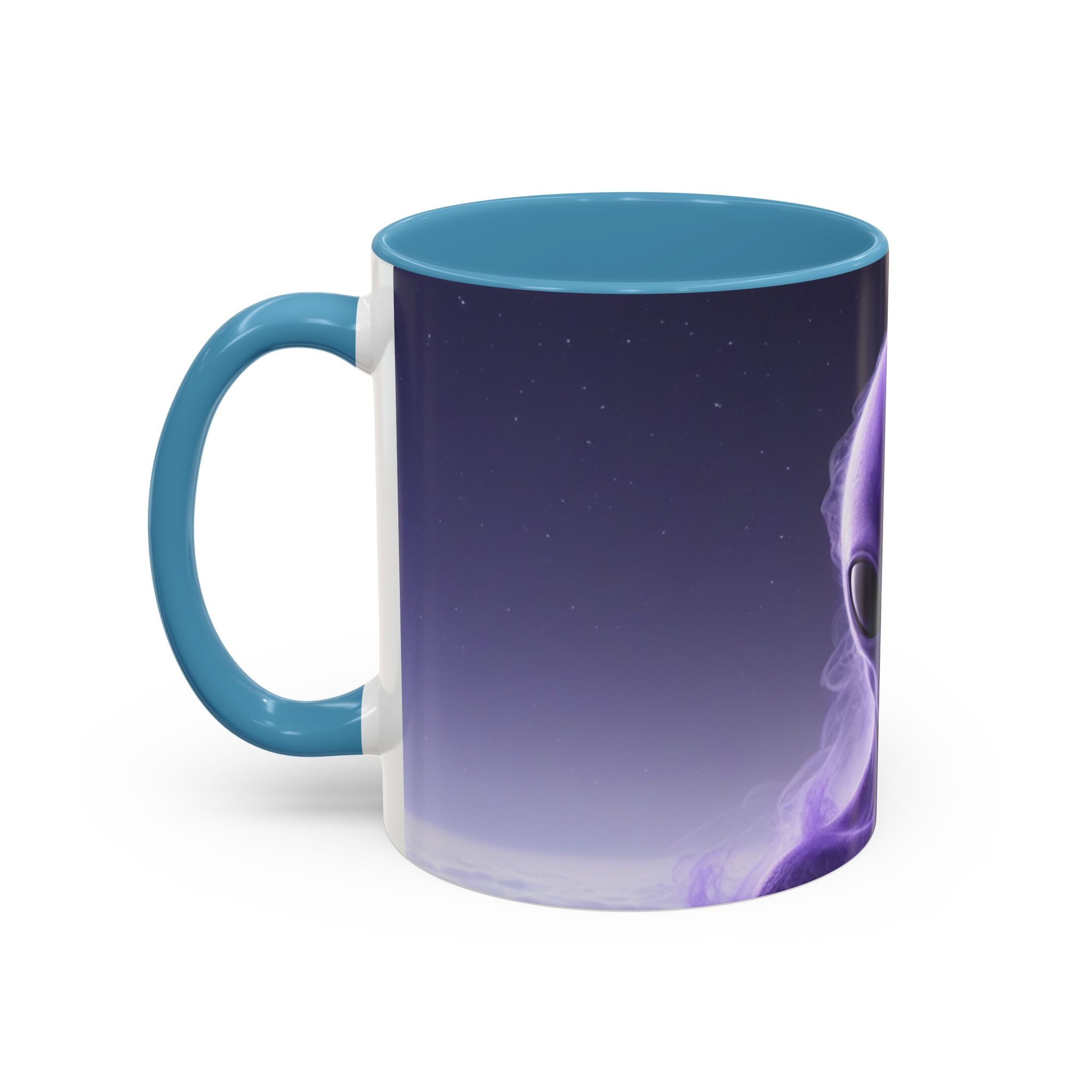 Alien Portrait Accent Coffee Mug — Purple Cosmic Extraterrestrial Art (11/15oz)