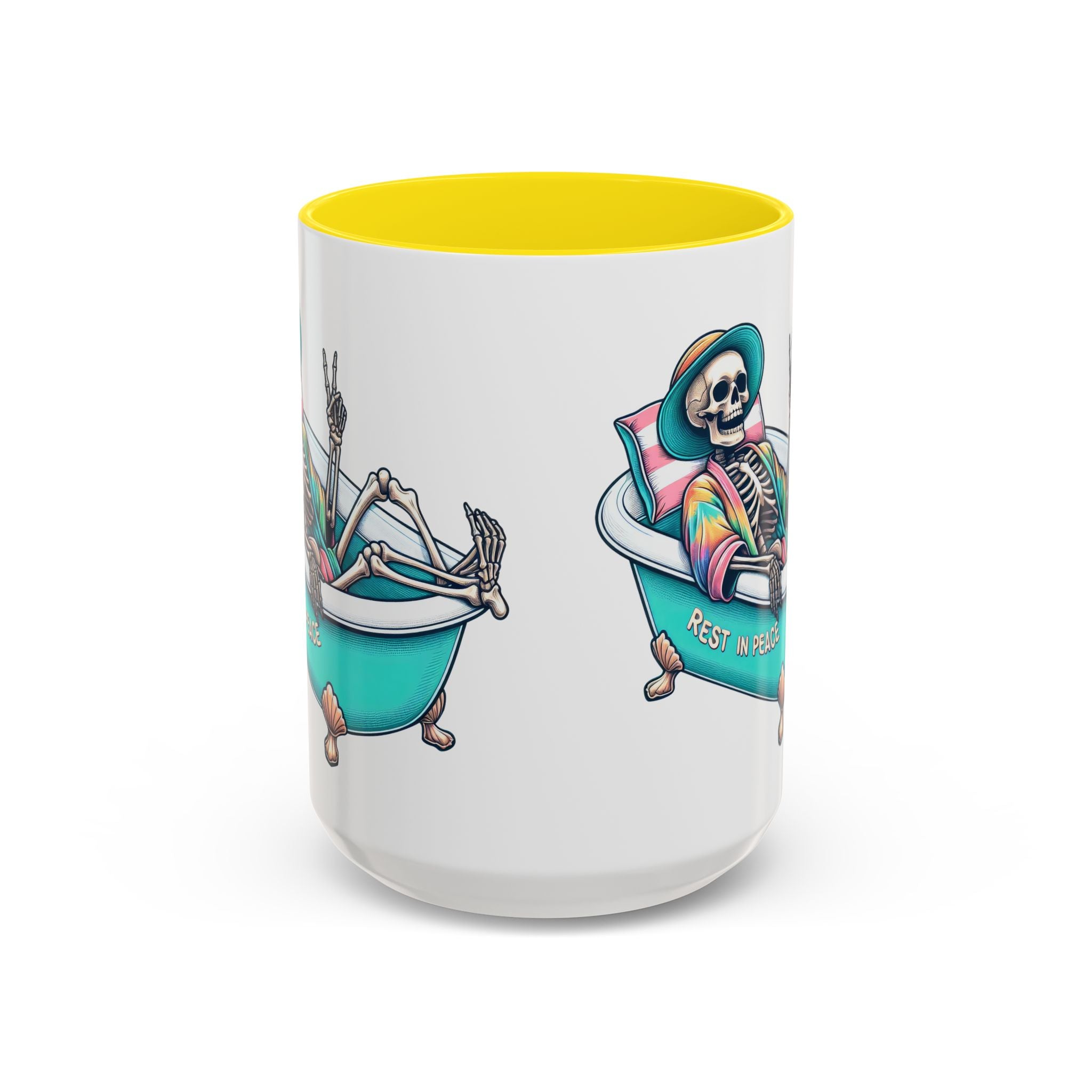 Rest in Peace Skeleton Coffee Mug - Fun Halloween Gift, Unique Home Decor, Hilarious Office Cup, Quirky Birthday Present, Spooky