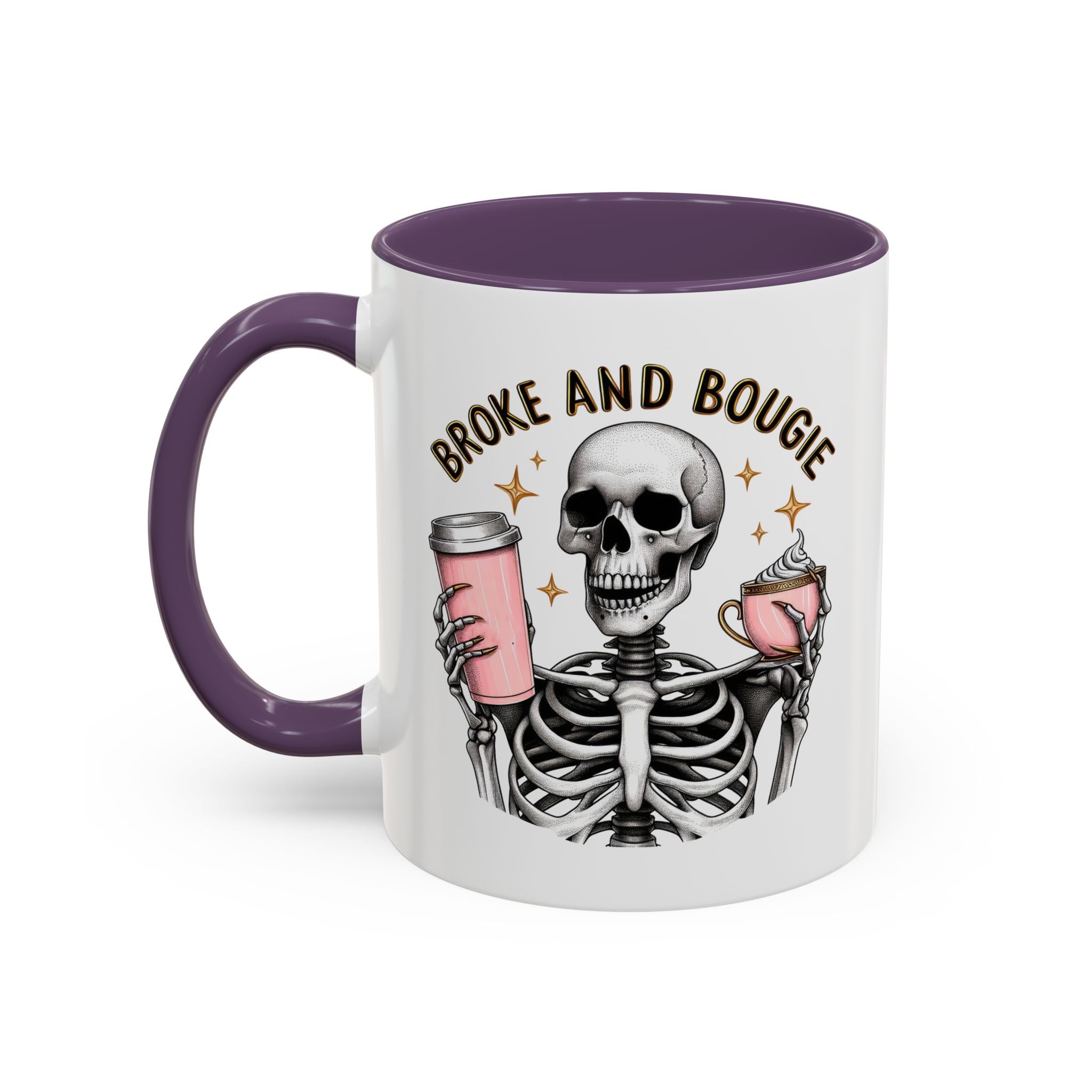 Broke and Bougie Coffee Mug, Skeleton Mug, Halloween Mug, Unique Gift for Coffee Lovers, Spooky Decor