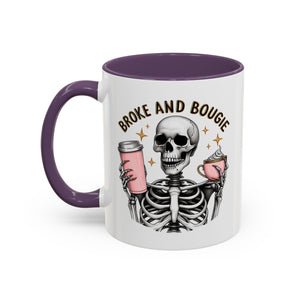 Broke and Bougie Coffee Mug, Skeleton Mug, Halloween Mug, Unique Gift for Coffee Lovers, Spooky Decor