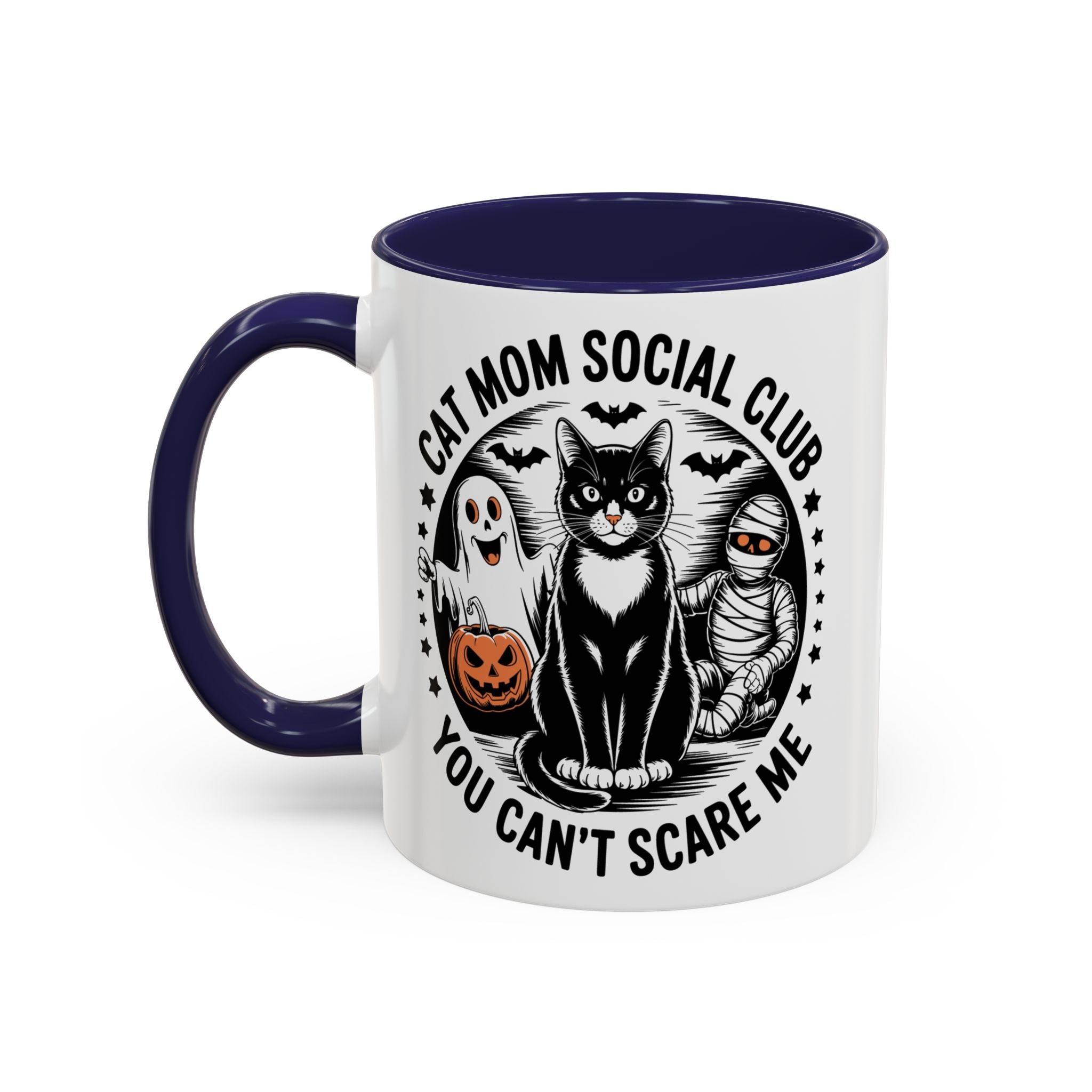 Halloween Cat Mom Coffee Mug - Spooky Social Club Design