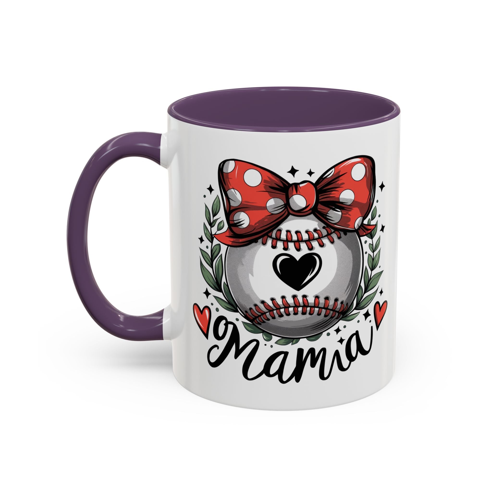 Mama's Accent Coffee Mug | Baseball & Heart Design | Gift for Mom, Mother's Day, Birthday, Coffee Lovers, Baseball Fans