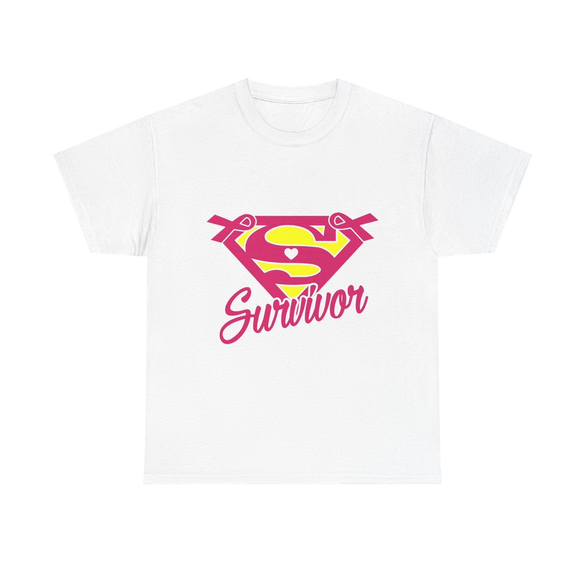 Super Survivor Unisex Heavy Cotton Tee, Support Cancer Awareness Shirt, Inspirational T-Shirt, Gift for Survivors, Motivational Apparel