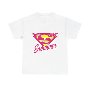 Super Survivor Unisex Heavy Cotton Tee, Support Cancer Awareness Shirt, Inspirational T-Shirt, Gift for Survivors, Motivational Apparel
