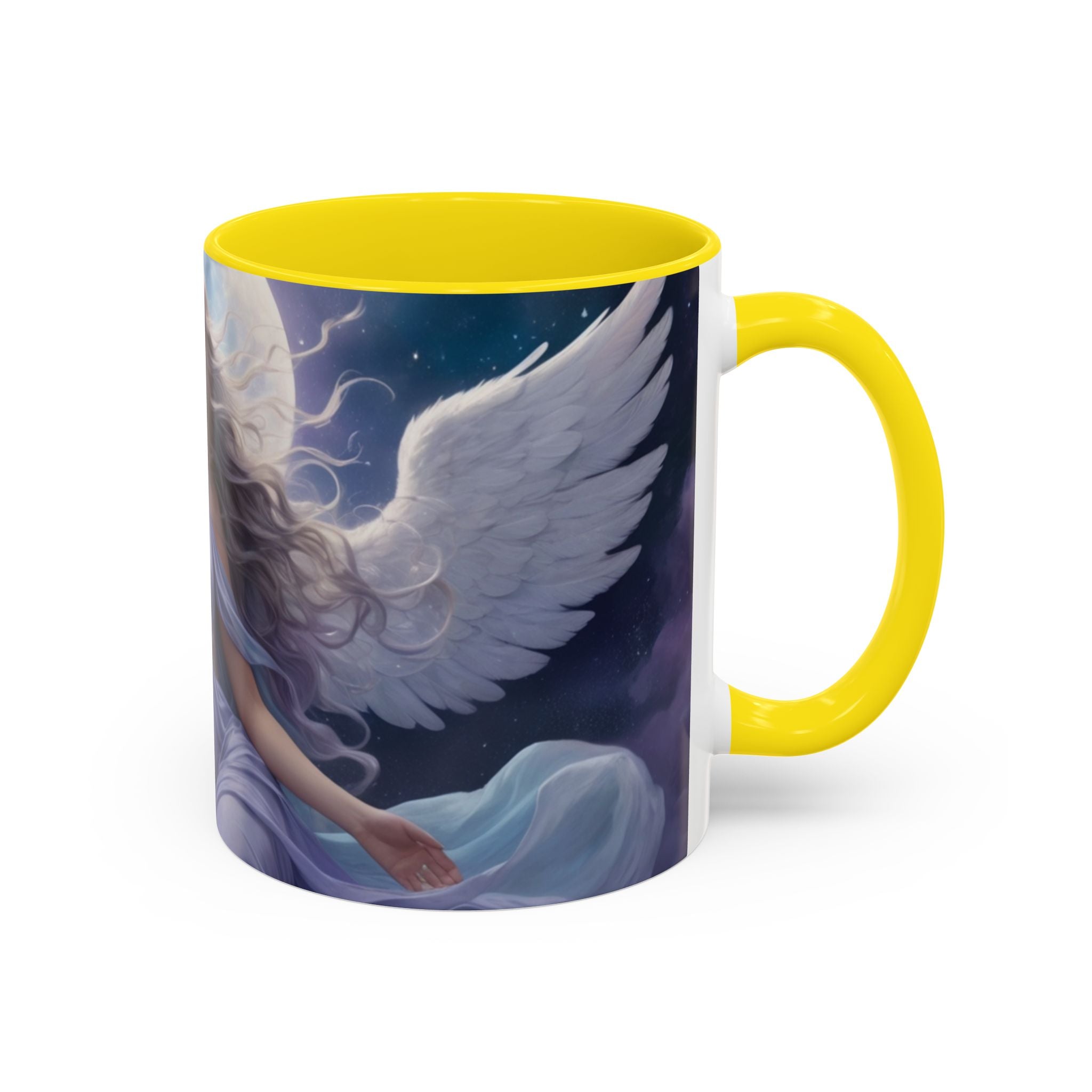 Celestial Angel Accent Coffee Mug - 11 & 15oz, Ethereal Design for Dreamy Coffee Lovers fantasy