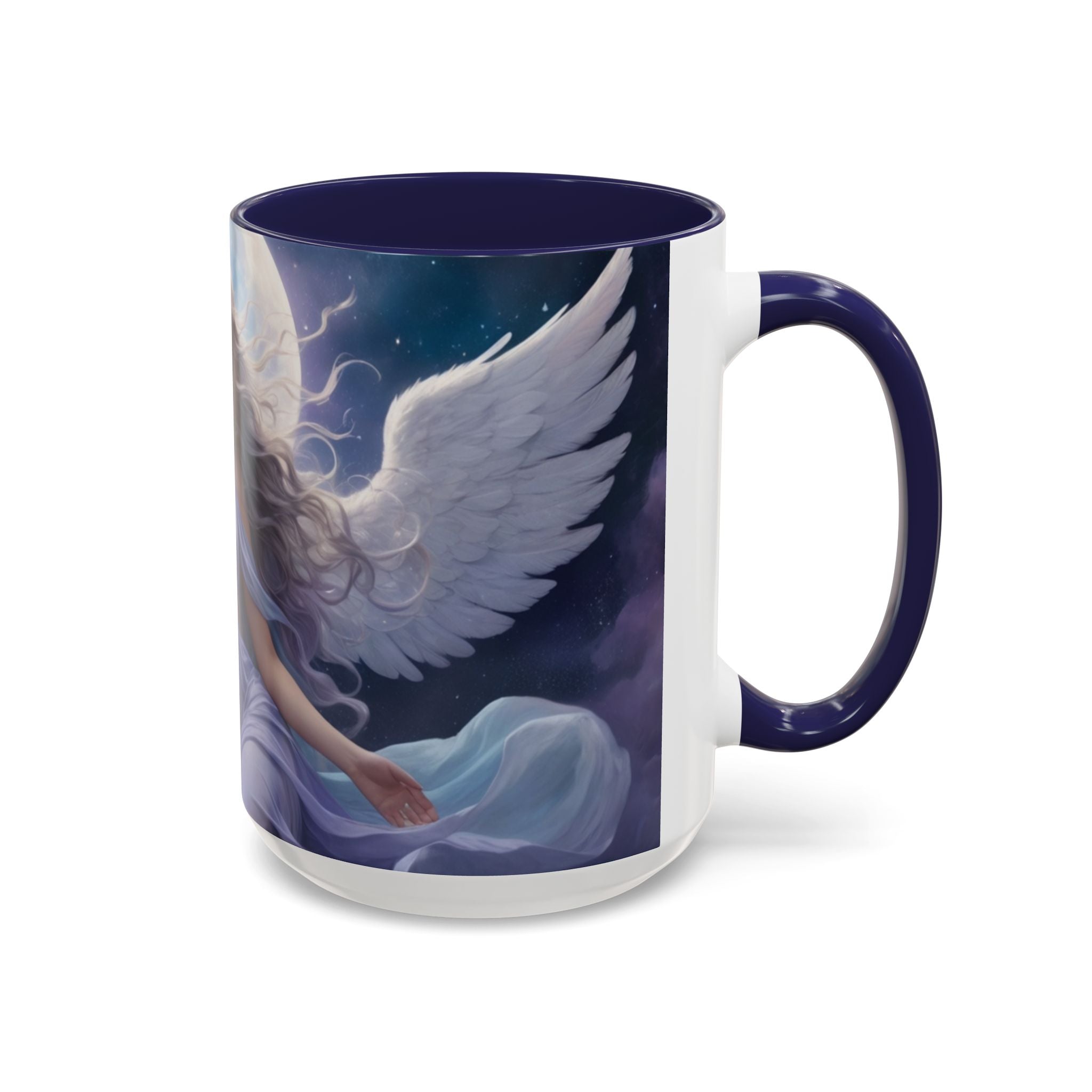 Celestial Angel Accent Coffee Mug - 11 & 15oz, Ethereal Design for Dreamy Coffee Lovers fantasy