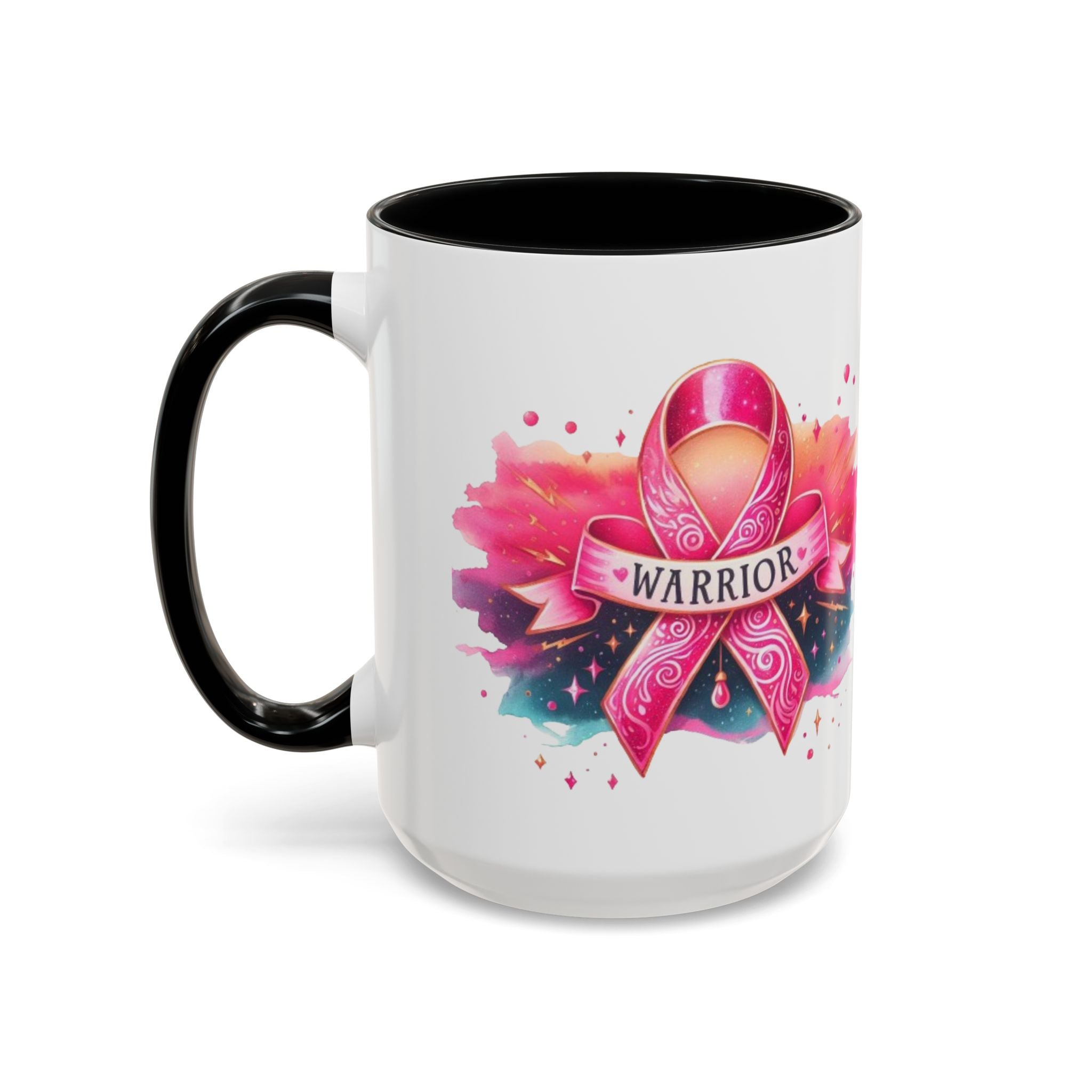 Pink Ribbon Warrior Coffee Mug, Support Breast Cancer Awareness Gift, Inspirational Mug, Cancer Survivor Merchandise, 11oz 15oz Mug