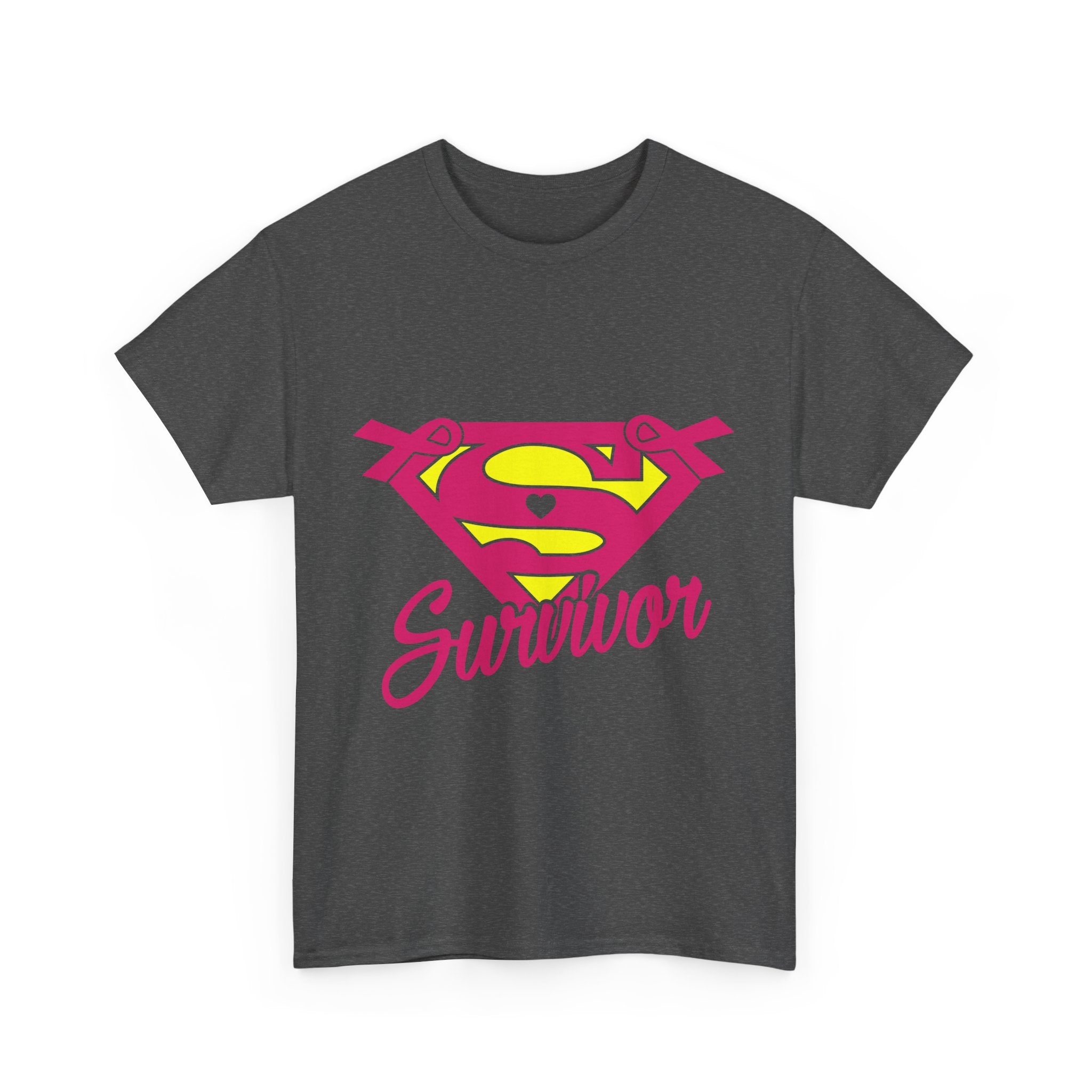Super Survivor Unisex Heavy Cotton Tee, Support Cancer Awareness Shirt, Inspirational T-Shirt, Gift for Survivors, Motivational Apparel