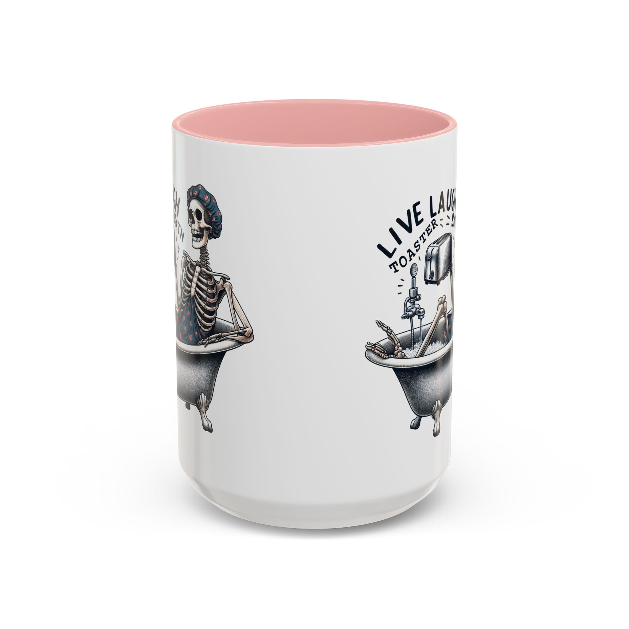 Skeleton Bath Time Coffee Mug, Live Laugh Roast & Relax Skeleton Mug, Funny Gift for Halloween, Quirky Kitchen Decor, Unique Coffee Cup