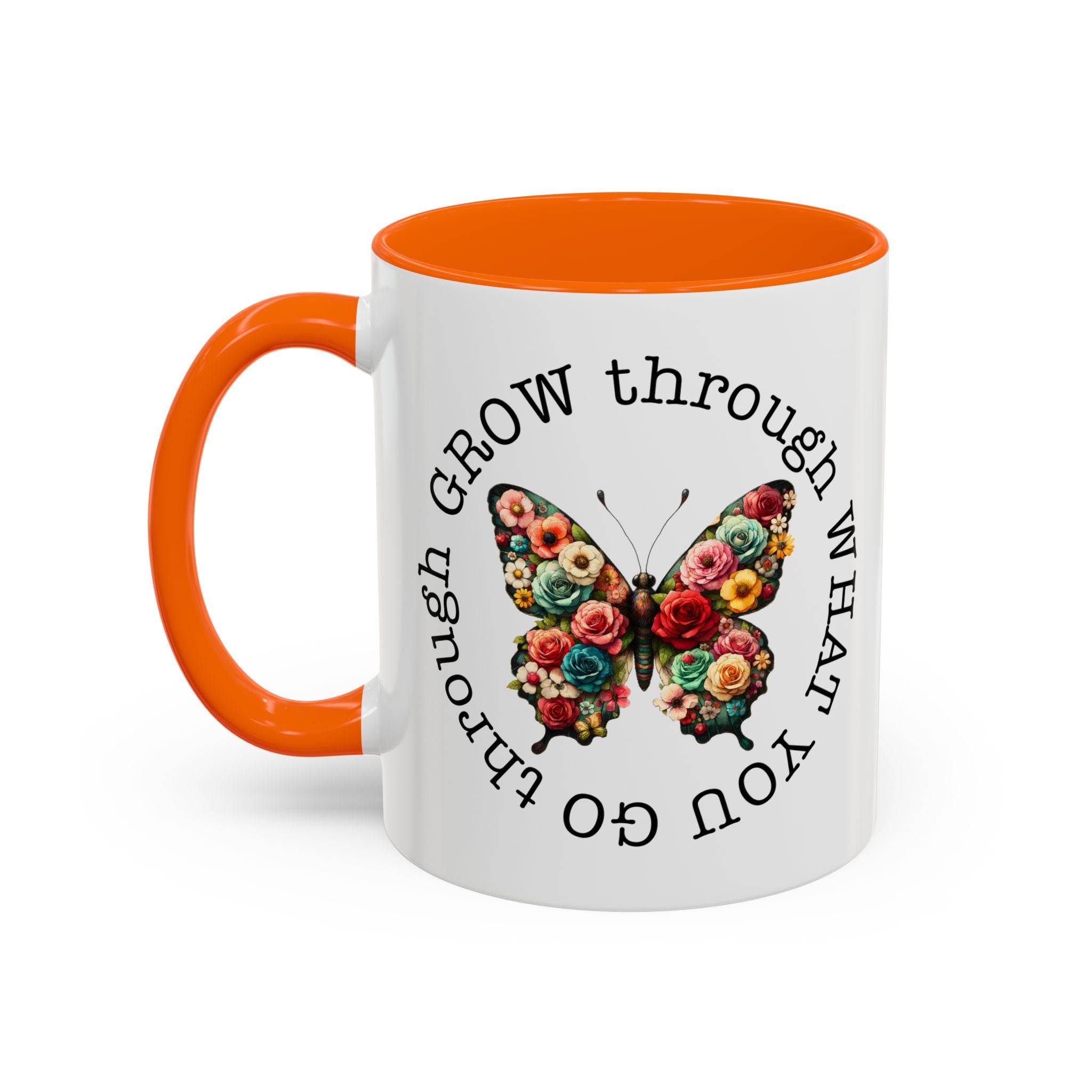Inspirational Butterfly Coffee Mug  Grow Through What You Go Through positive vibe
