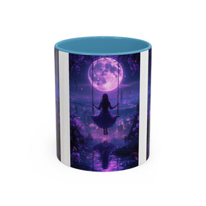 anime Dreamy Moonlit Swing Accent Coffee Mug, Artistic Mug, Celestial Coffee Cup, Fantasy Beverage Holder, Gift for Dreamers
