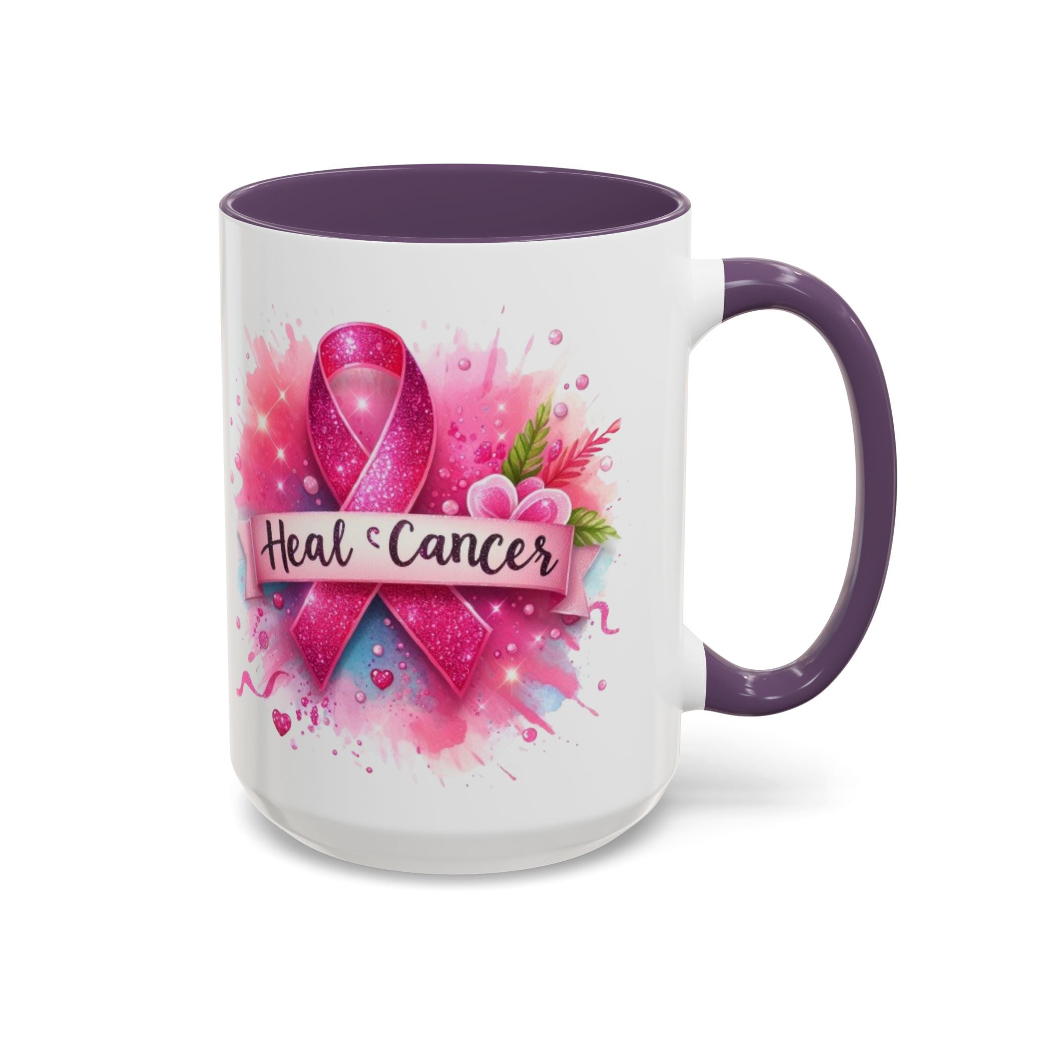 Pink Ribbon Healing Coffee Mug | Support Cancer Awareness | Inspirational Gift | Breast Cancer Support | 11oz & 15oz Options