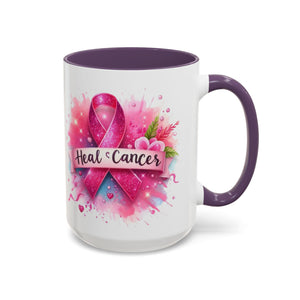 Pink Ribbon Healing Coffee Mug | Support Cancer Awareness | Inspirational Gift | Breast Cancer Support | 11oz & 15oz Options