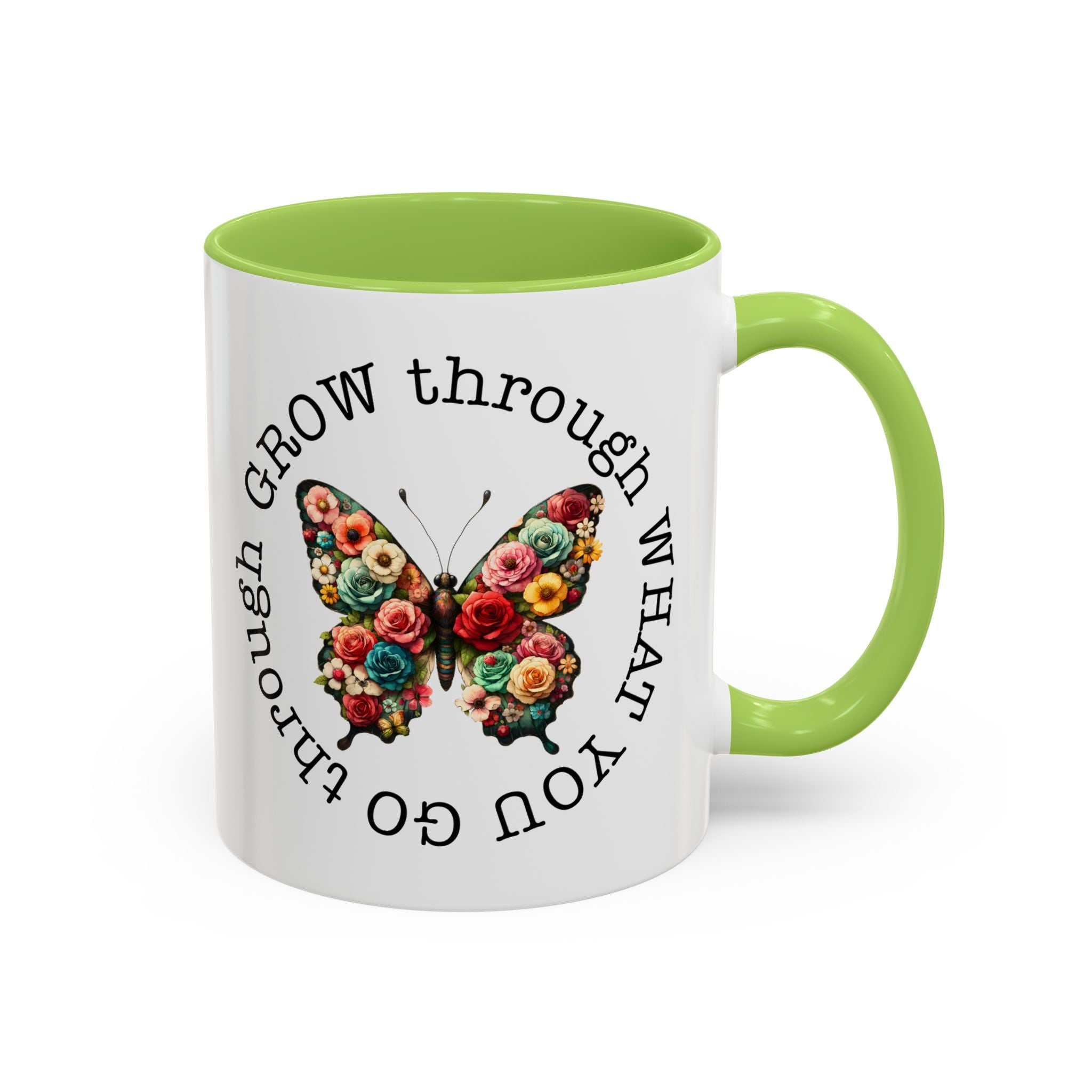 Inspirational Butterfly Coffee Mug  Grow Through What You Go Through positive vibe