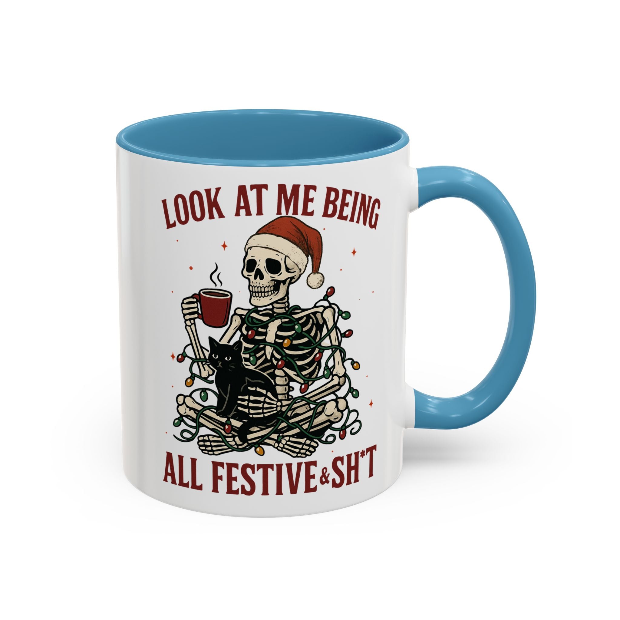 Festive Skeleton Christmas cheer winter Coffee Mug funny adult humor cup