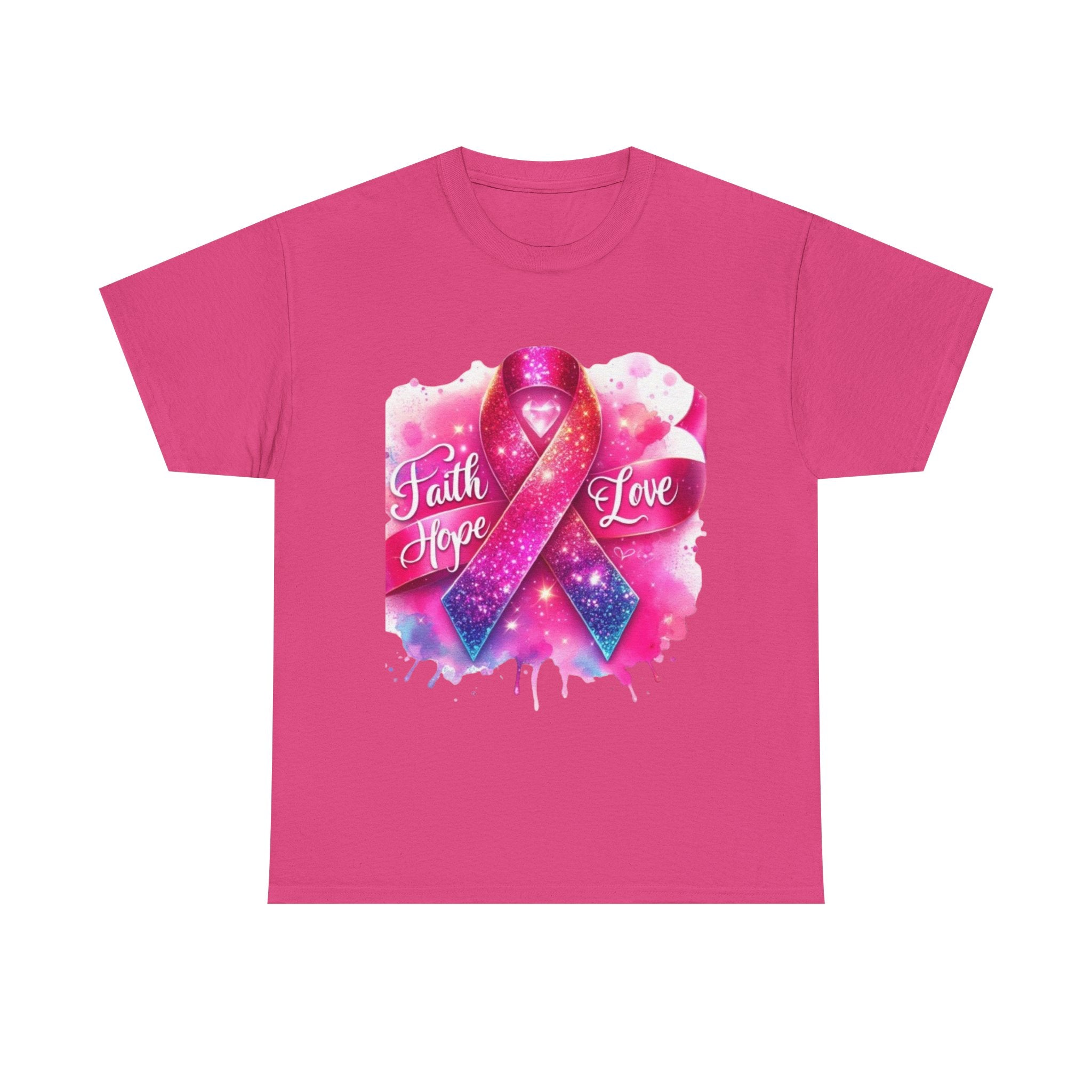 Faith, Hope, Love Tee - Unisex Heavy Cotton T-Shirt, Inspirational Shirt, Cancer Awareness Gift, Motivational Apparel, Stylish Everyday Wear