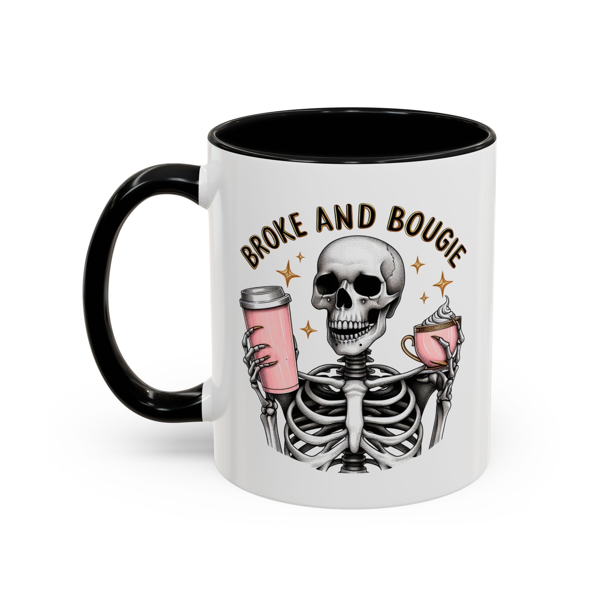 Broke and Bougie Coffee Mug, Skeleton Mug, Halloween Mug, Unique Gift for Coffee Lovers, Spooky Decor
