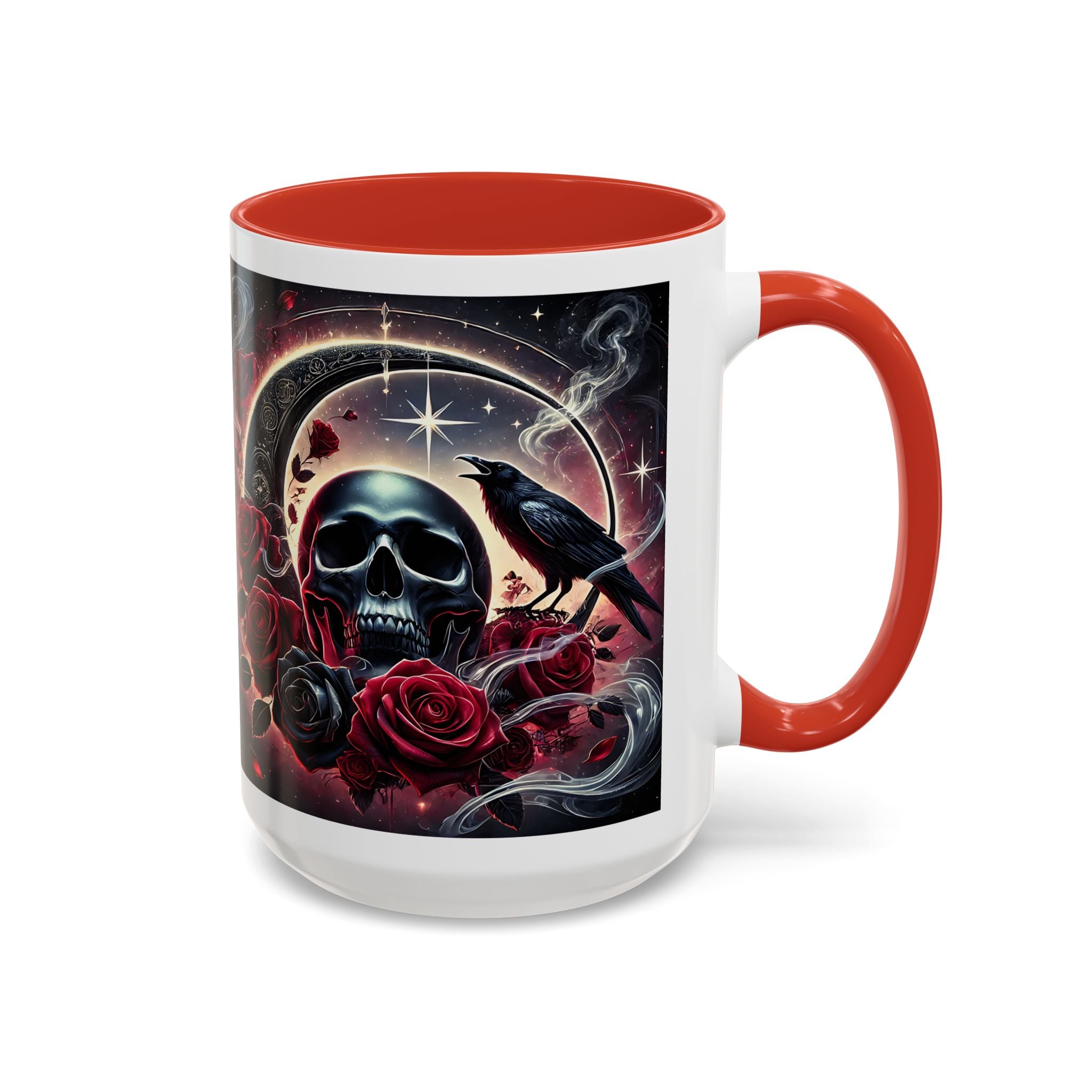 Skull & Raven Accent Coffee Mug — Gothic Roses 11/15oz