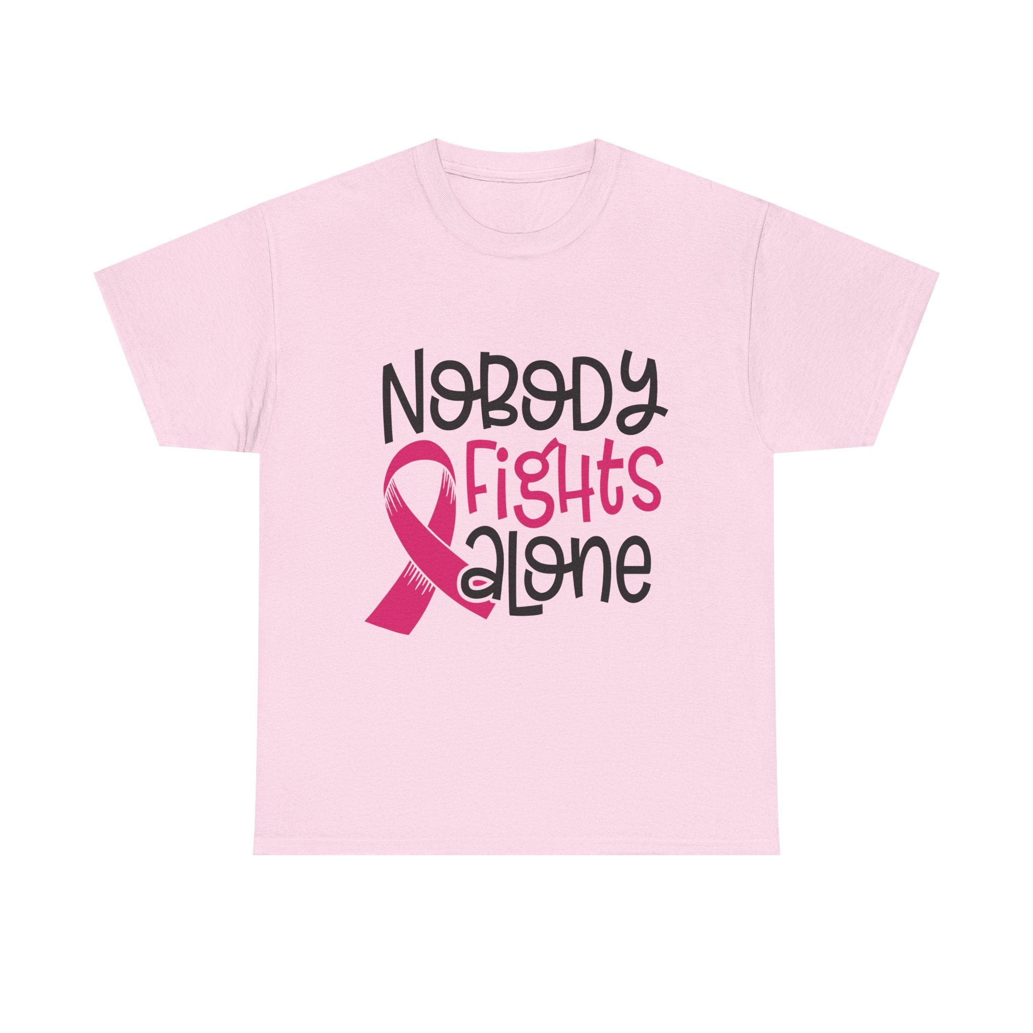 Empowering Awareness Tee - Nobody Fights Alone, Unisex Cotton T-Shirt, Supportive Gift, Breast Cancer Awareness, Inspirational Shirt