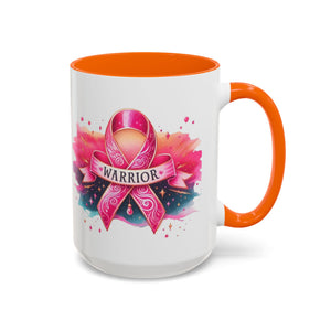 Pink Ribbon Warrior Coffee Mug, Support Breast Cancer Awareness Gift, Inspirational Mug, Cancer Survivor Merchandise, 11oz 15oz Mug