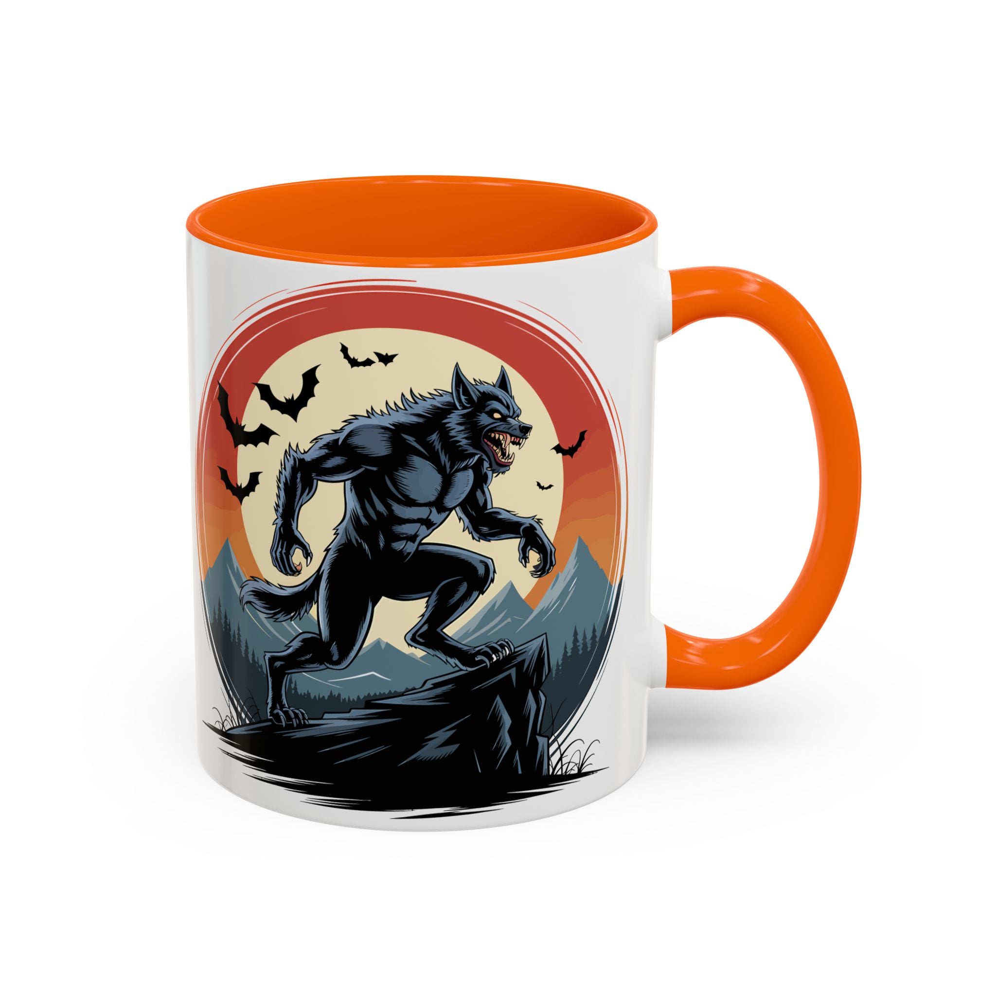 Werewolf Sunset Coffee Mug — Halloween Creature Ceramic Accent Mug (11/15oz) fantasy horror art